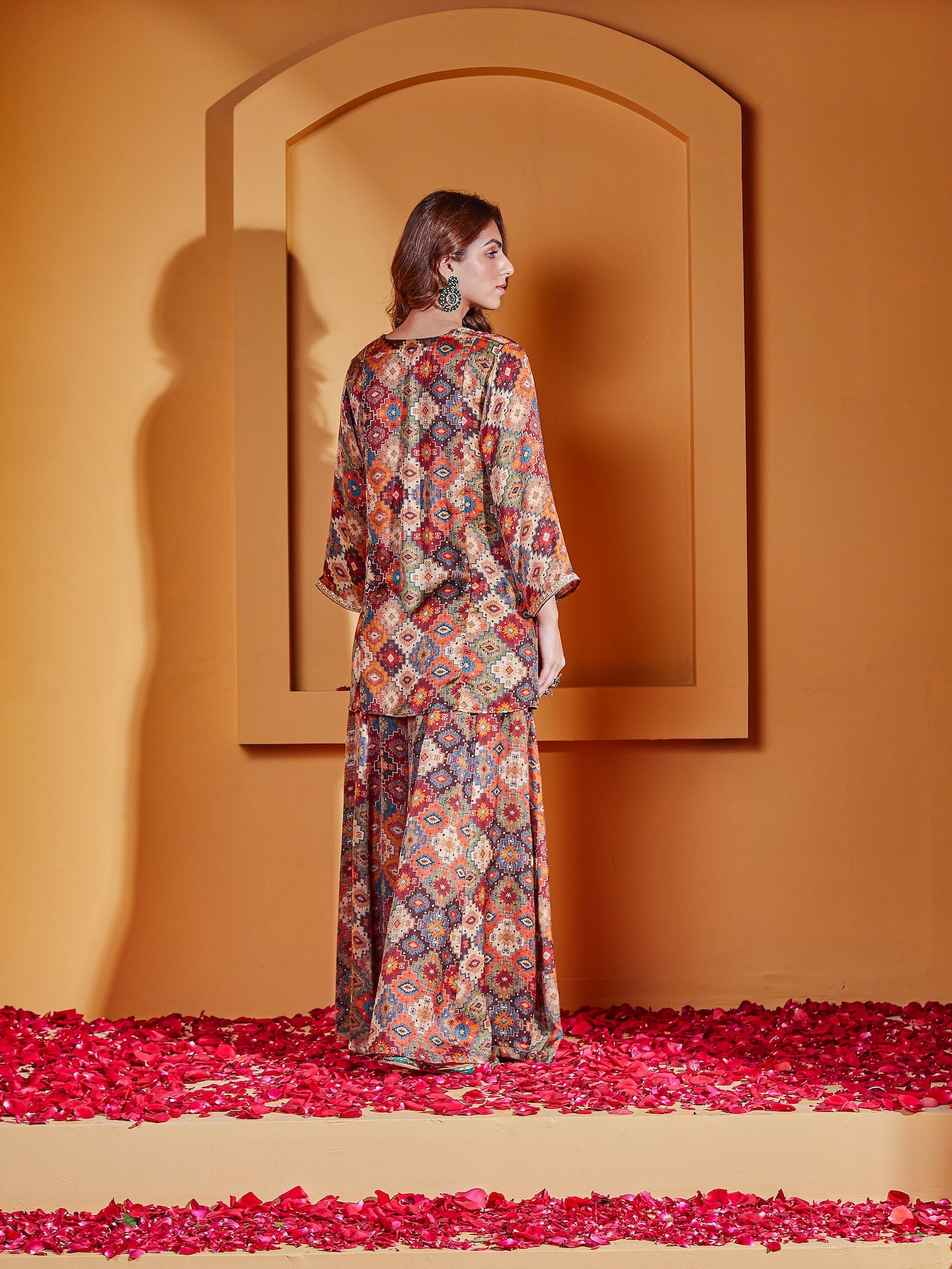 Rust Print Sharara Set