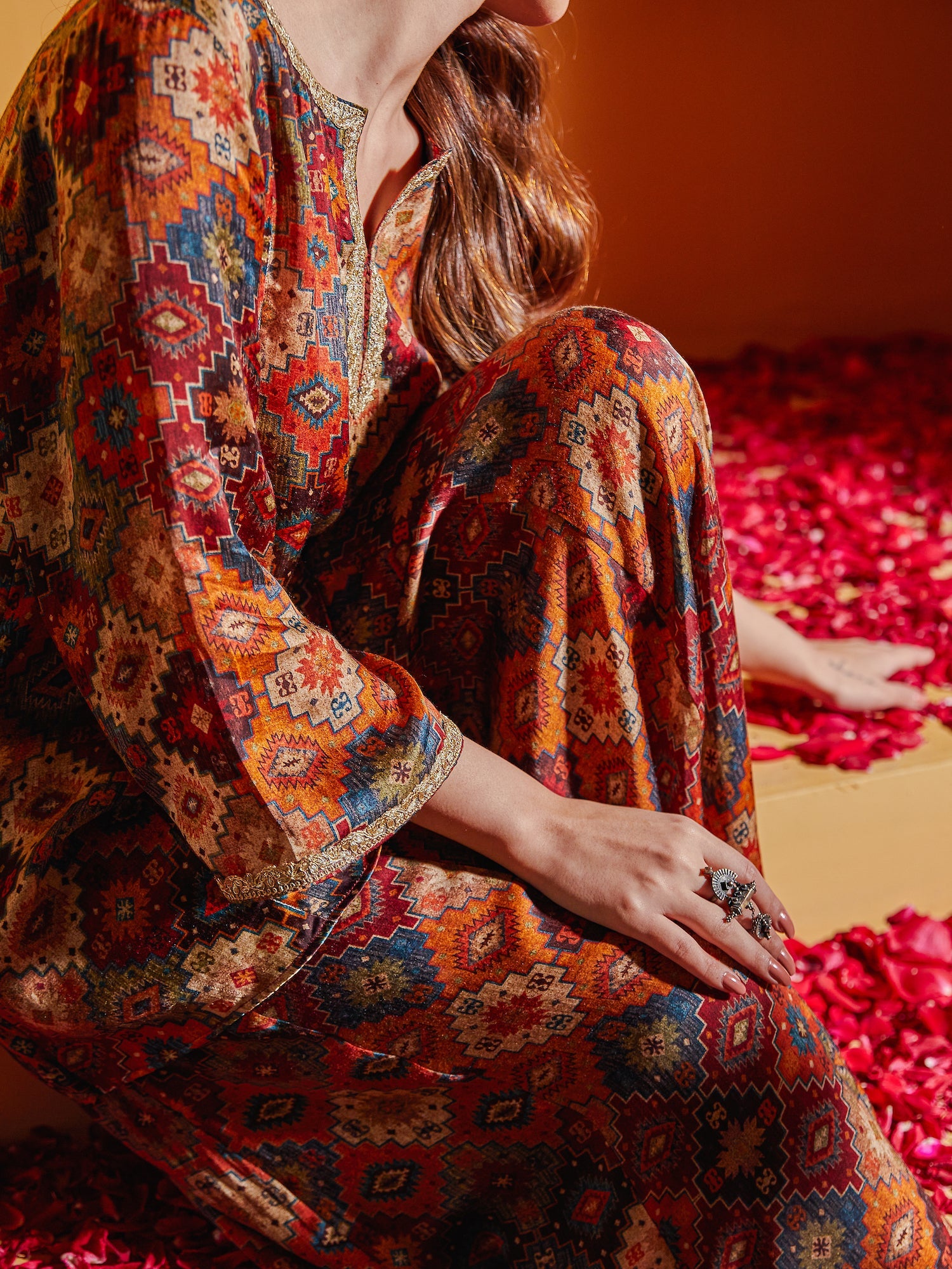 Rust Print Sharara Set