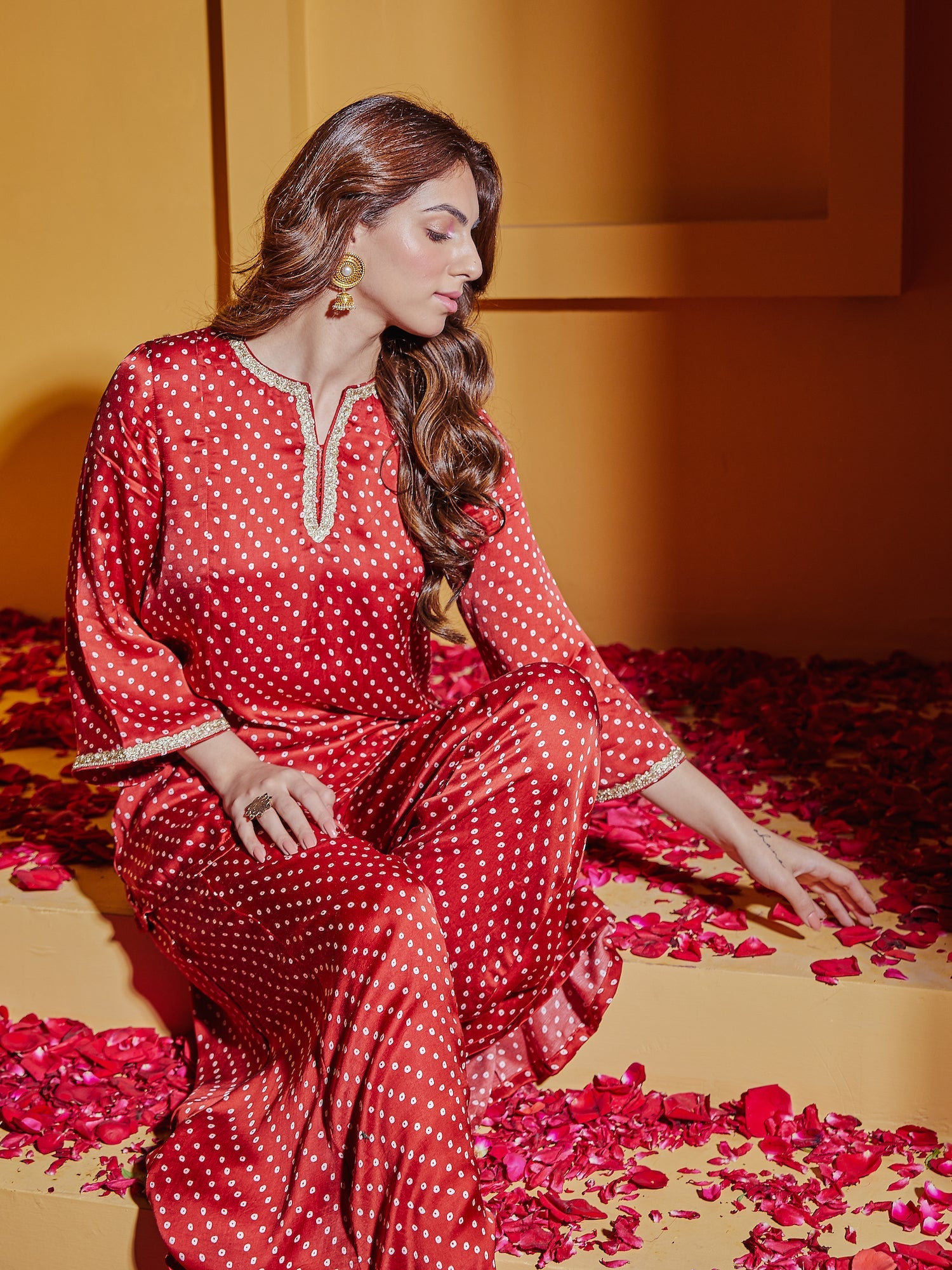 Rhubarb Print Sharara Set