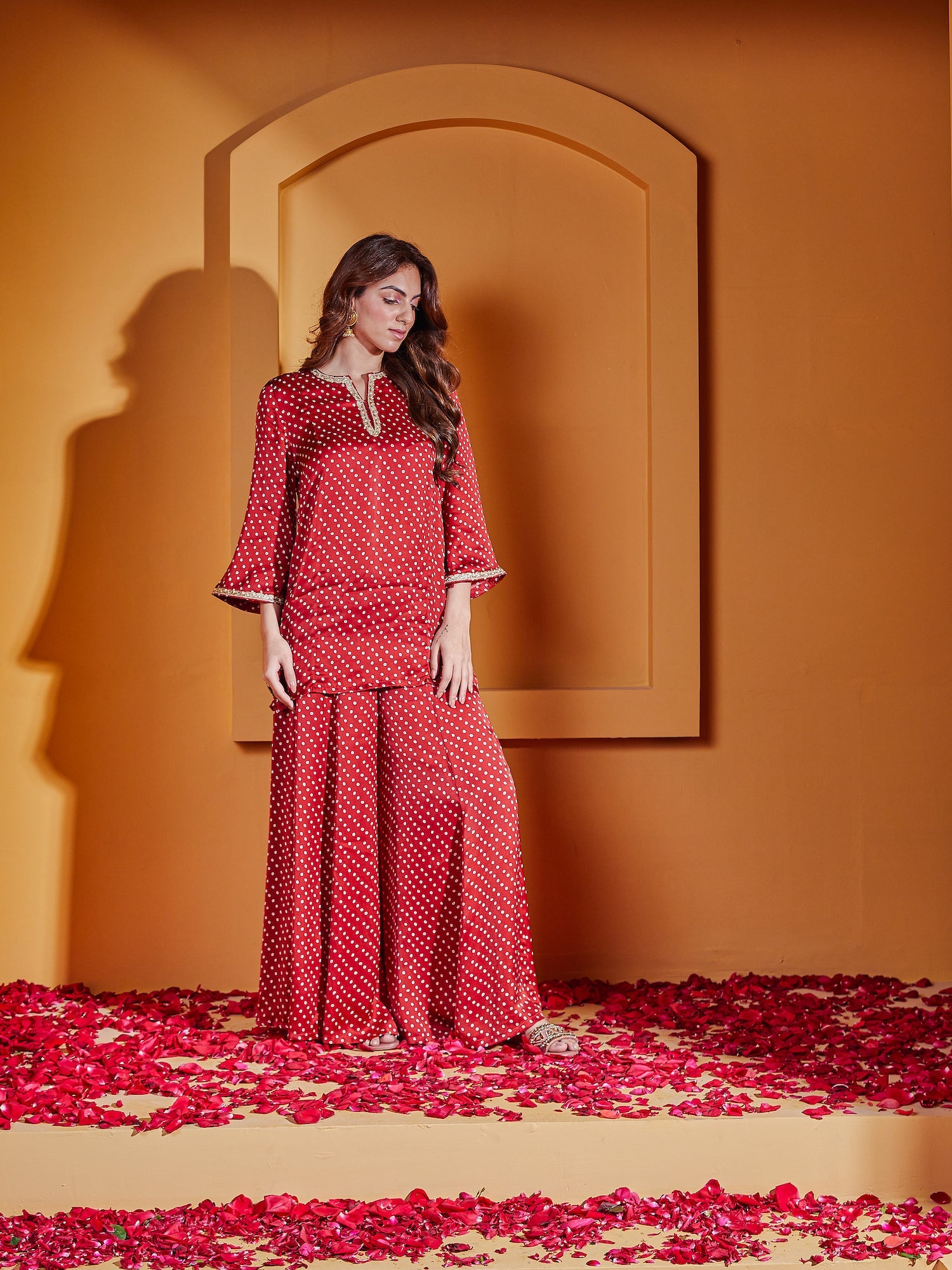 Rhubarb Print Sharara Set