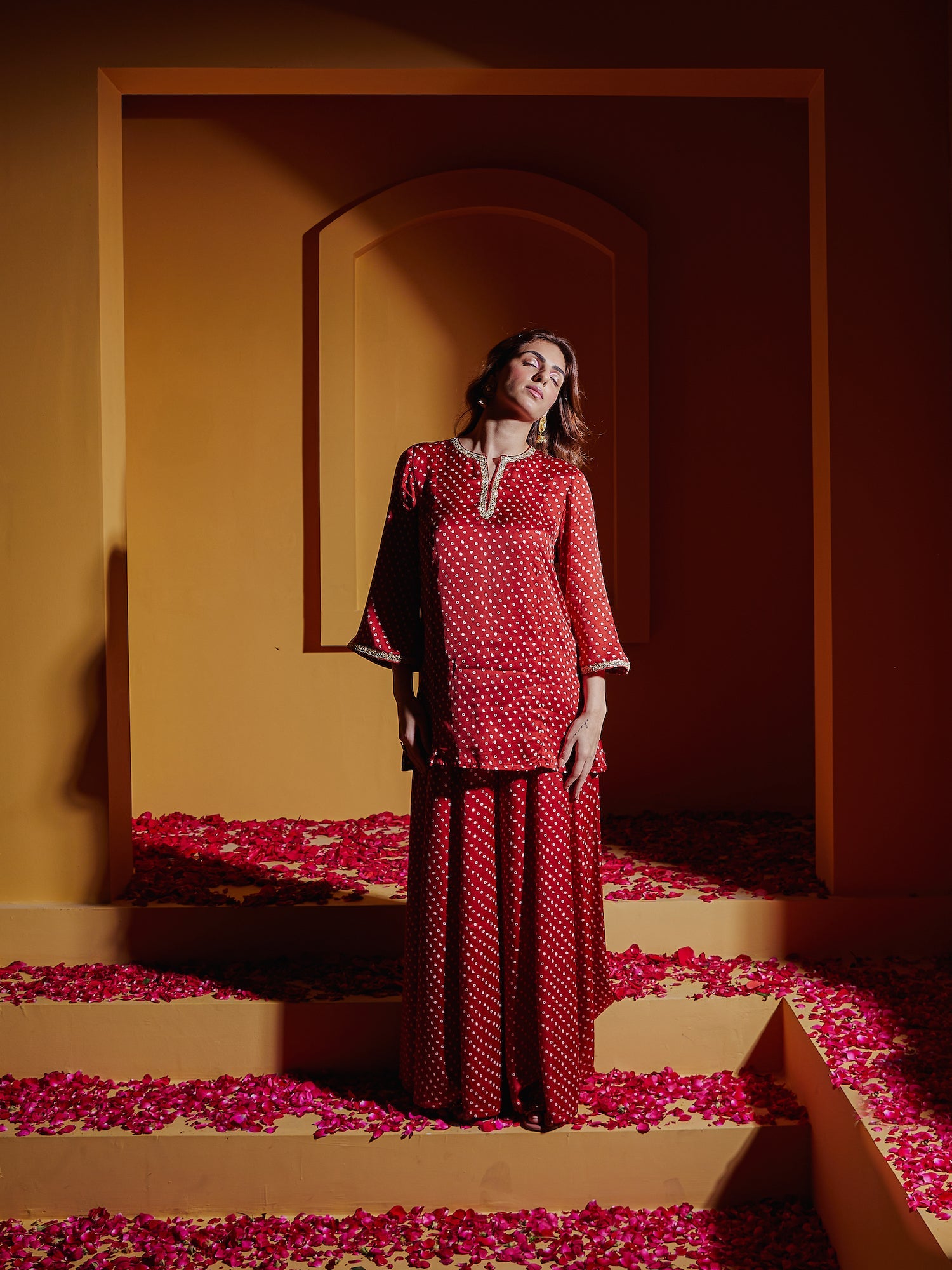 Rhubarb Print Sharara Set