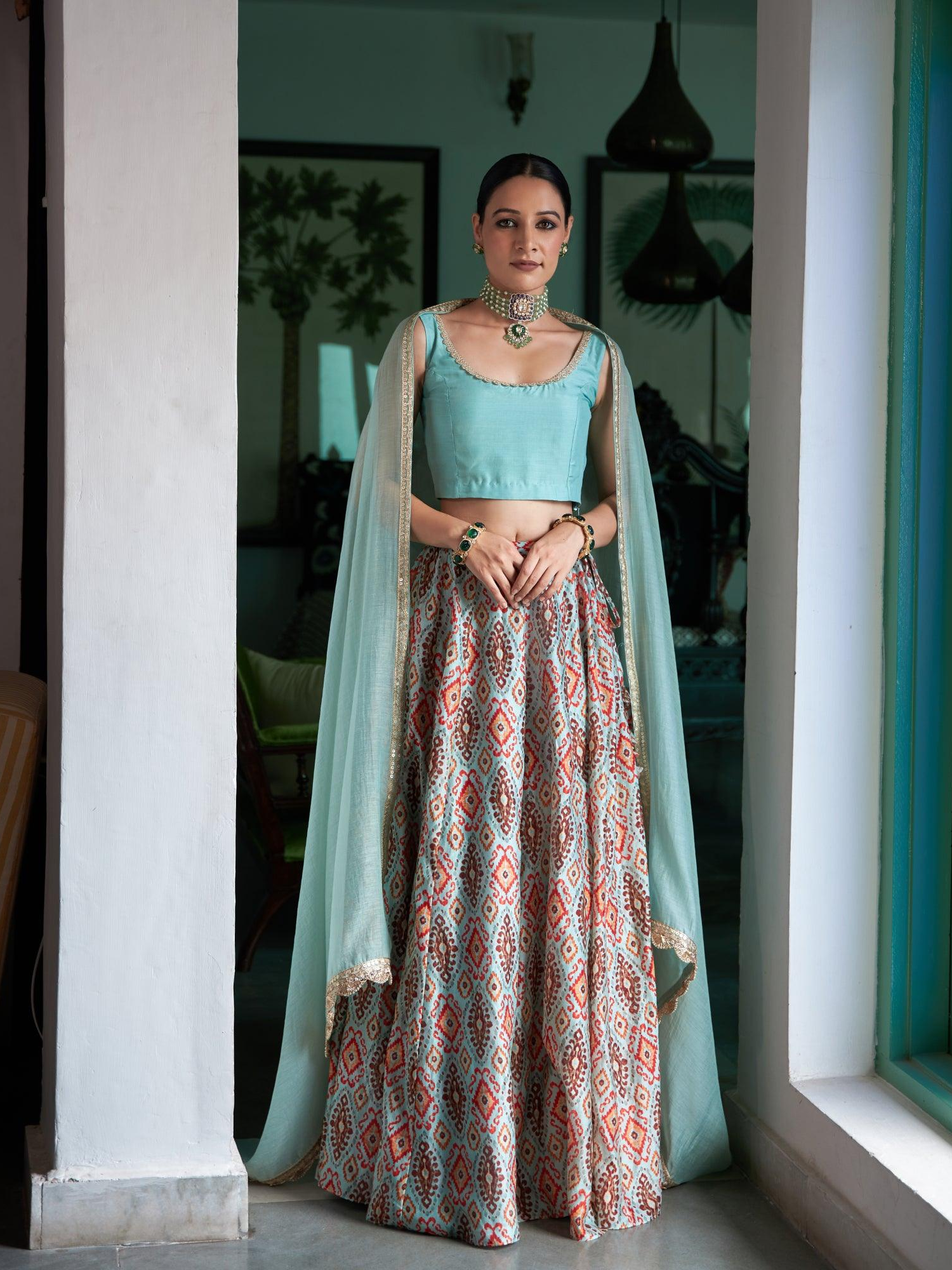 Firoza Chanderi Lehenga Set