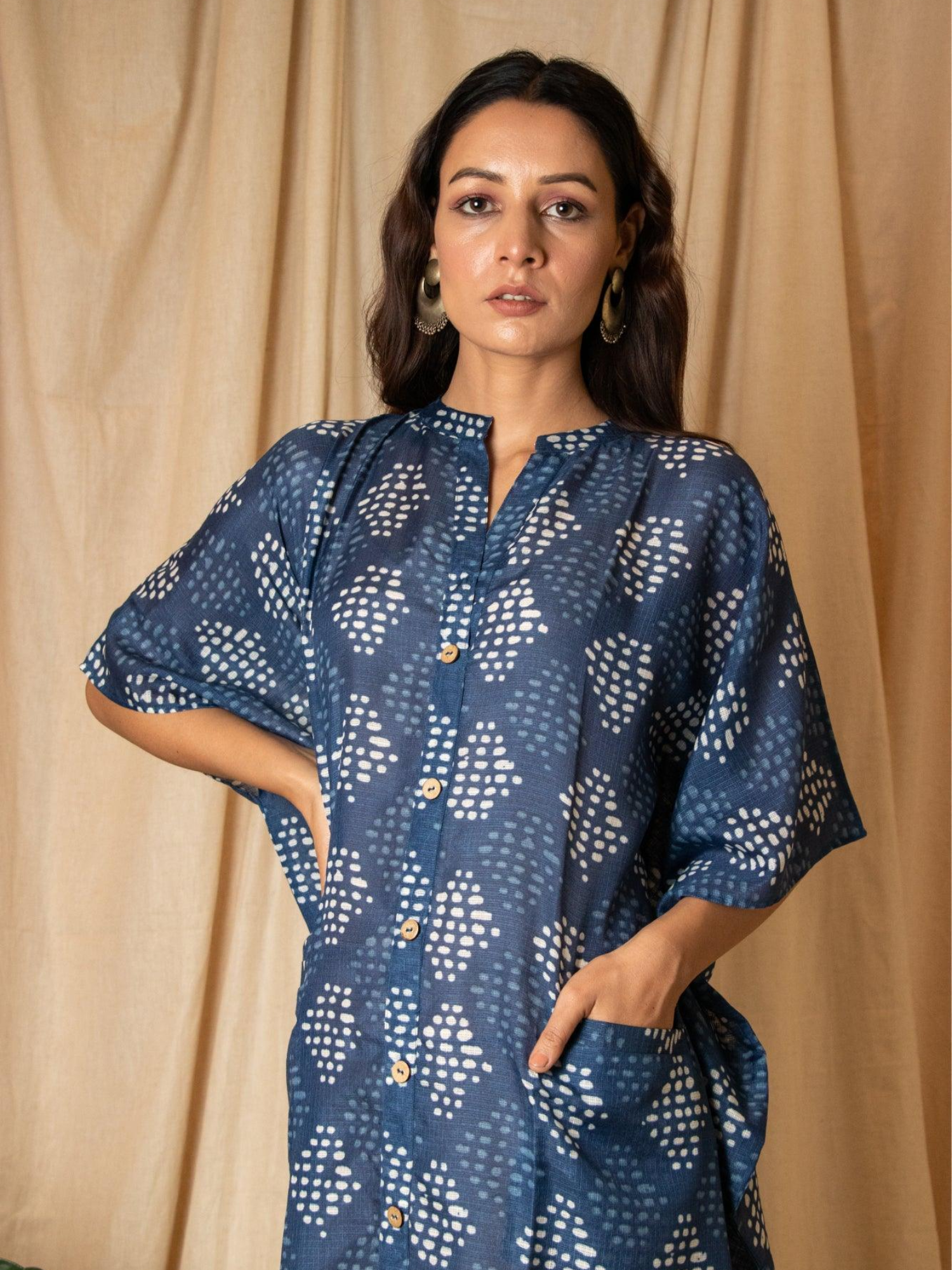 Indigo Neel Printed Kaftan Dress