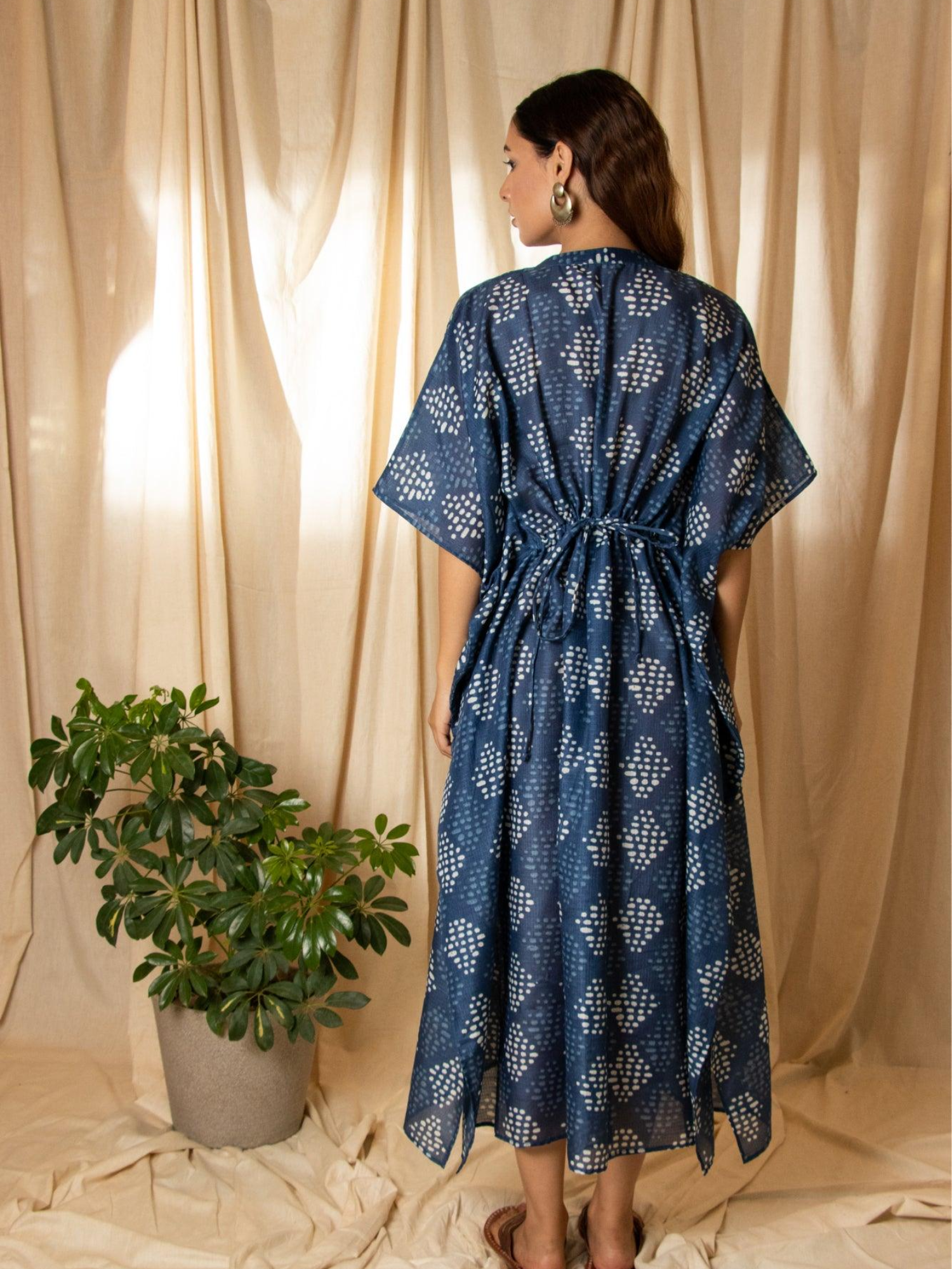 Indigo Neel Printed Kaftan Dress