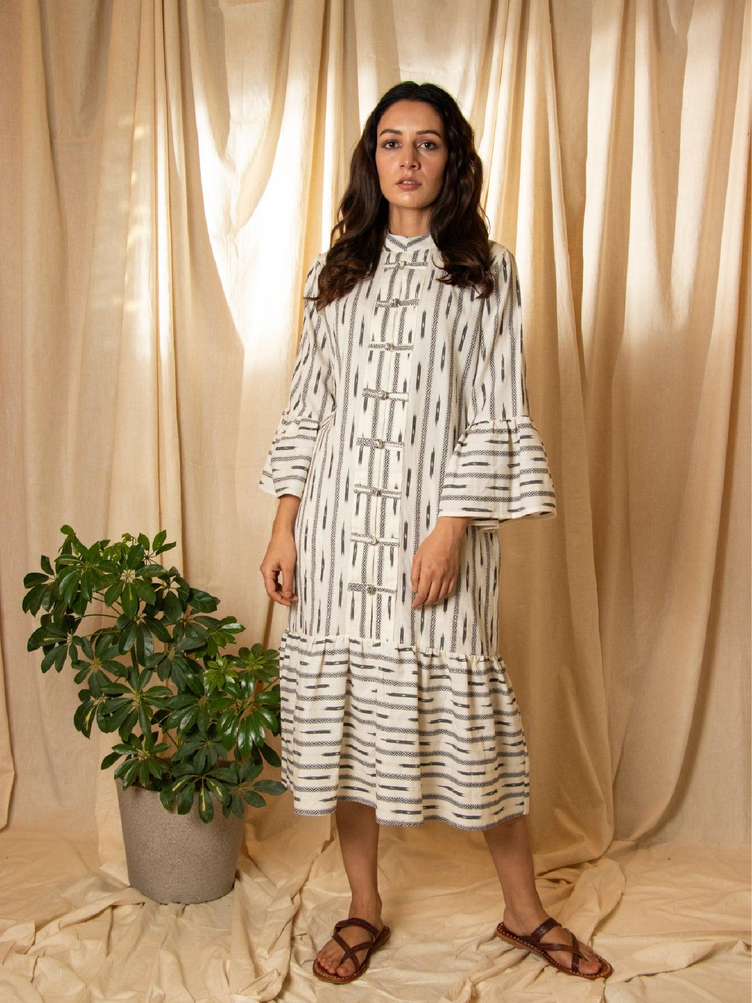 Ivory Ikat Dress
