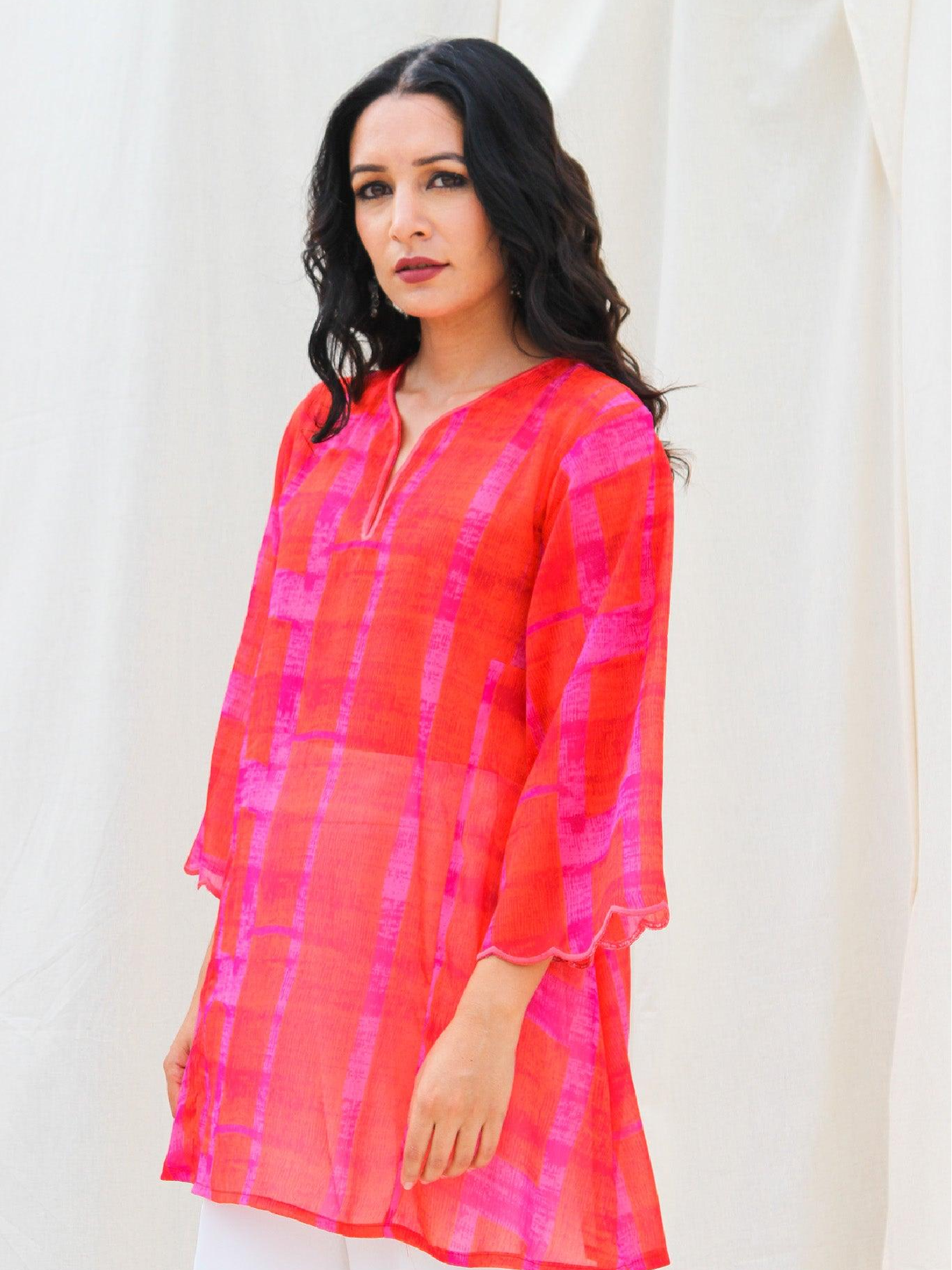 Gerua Chiffon Kurta
