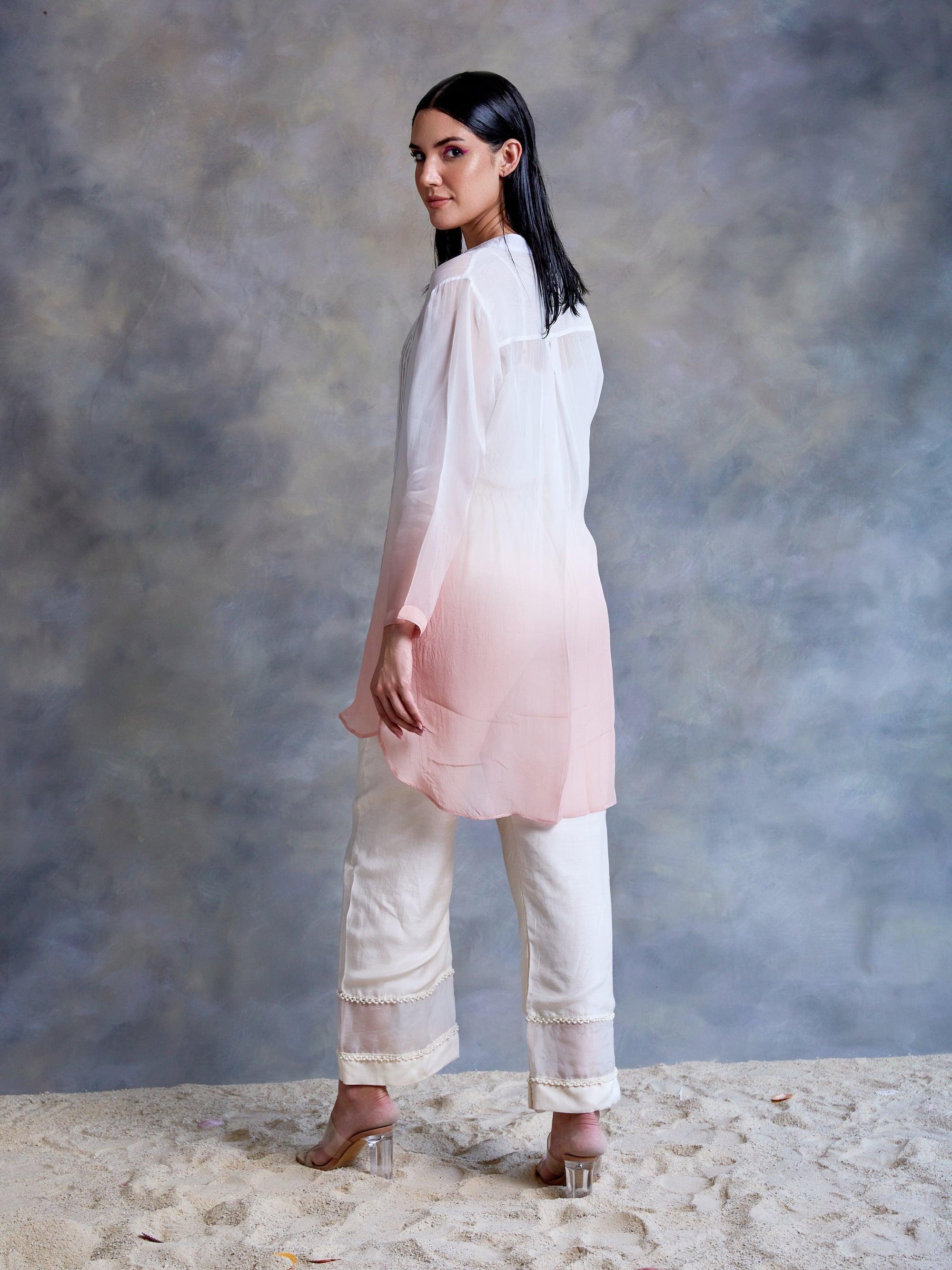 Beige Palazzo With Pearl Lace - Kapaas