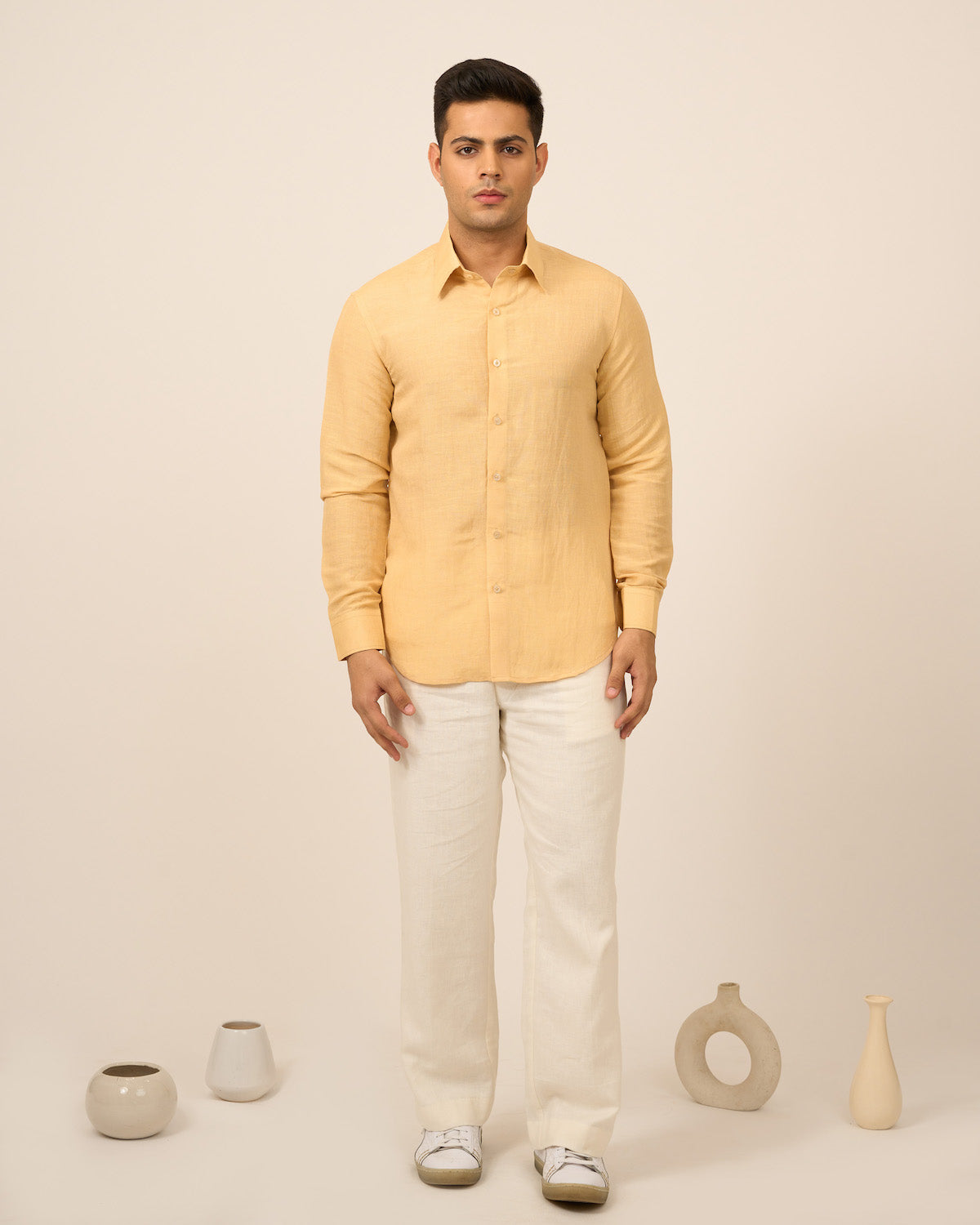 Yellow Linen Men's Shirt