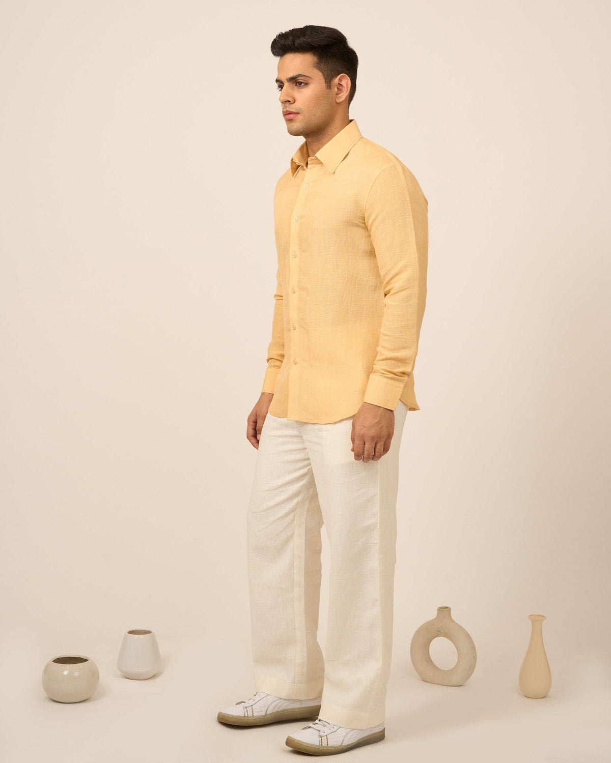 Yellow Linen Men's Shirt