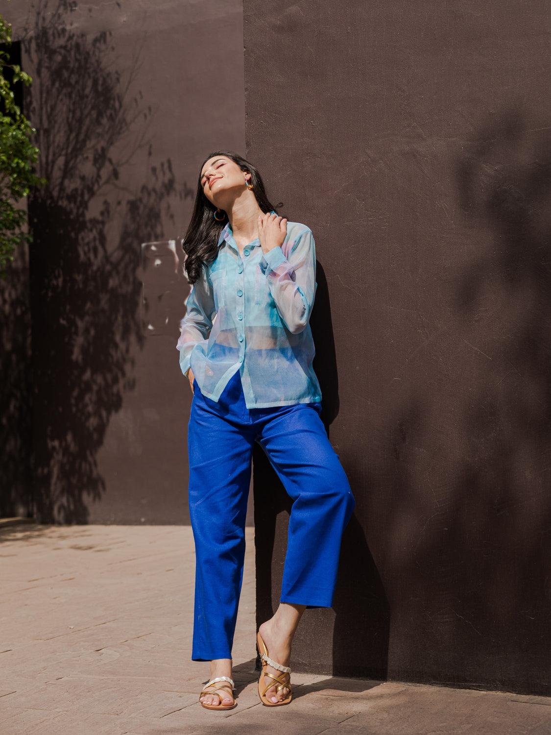 Ocean Blue Organza Shirt - Kapaas