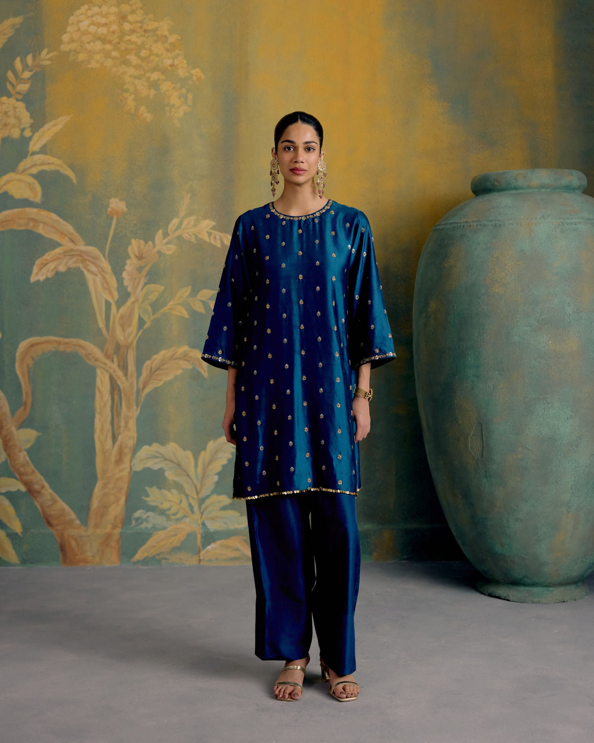 Firozi Kurta Chanderi Set