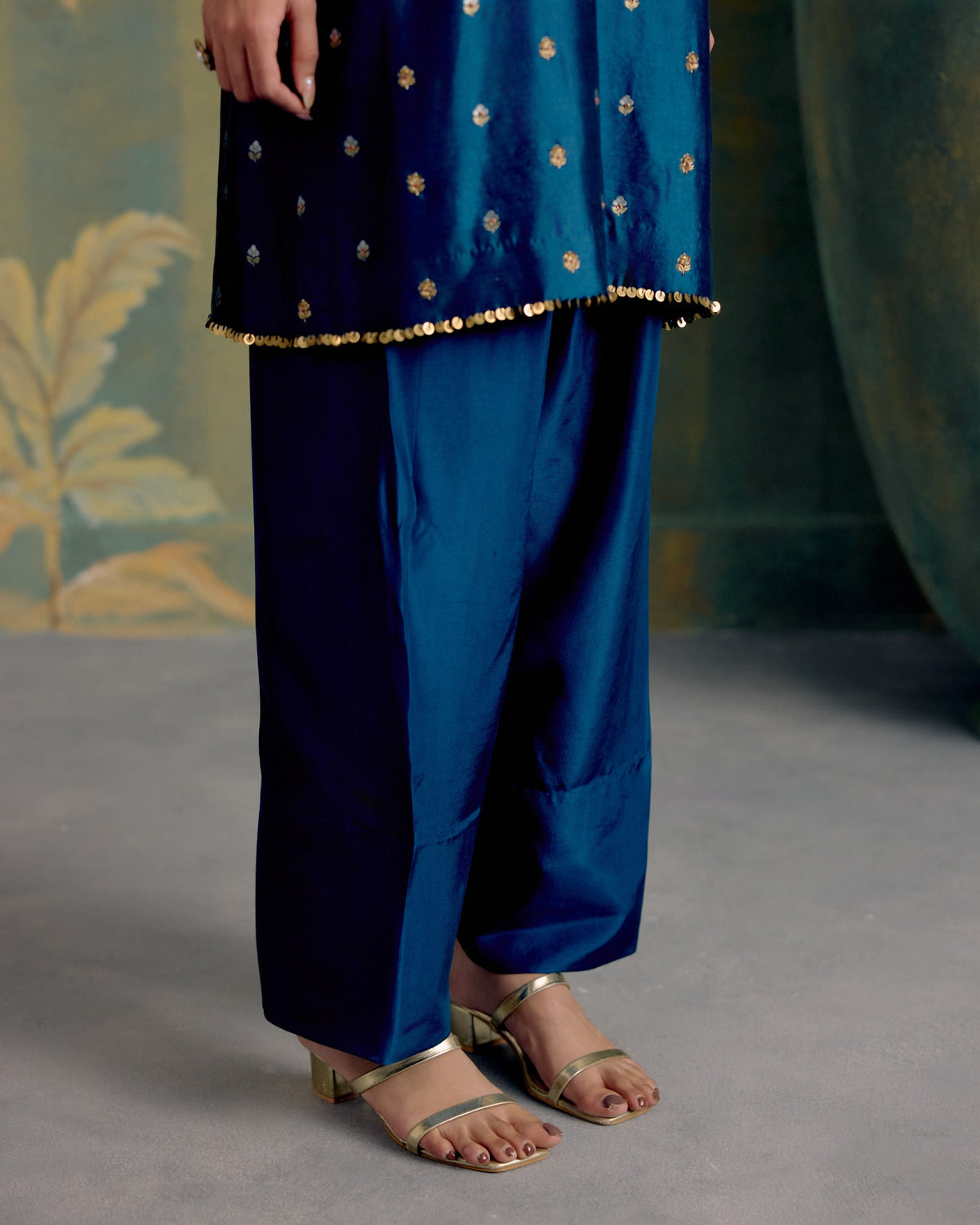 Firozi Kurta Chanderi Set