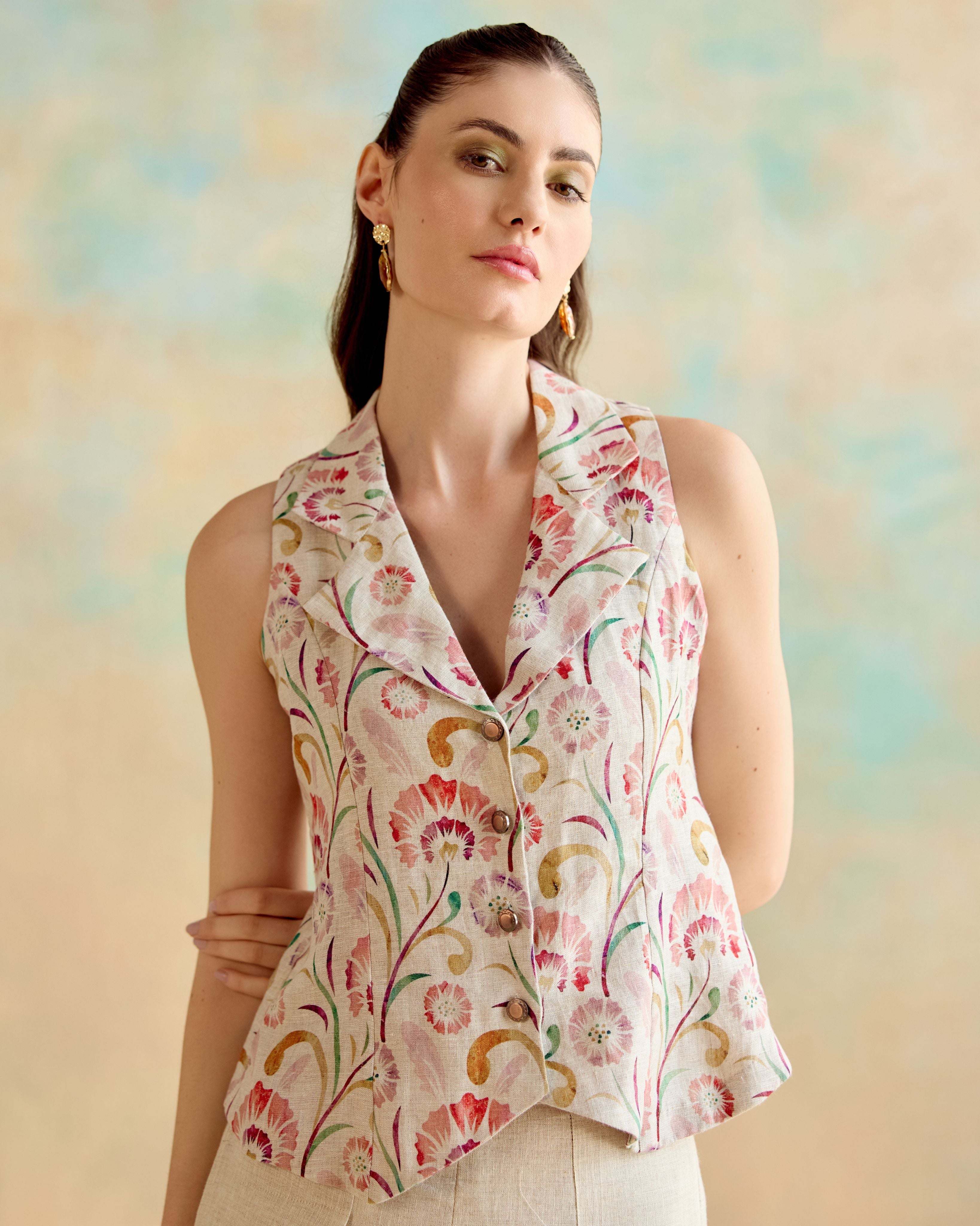 Amber Floral Waistcoat Set