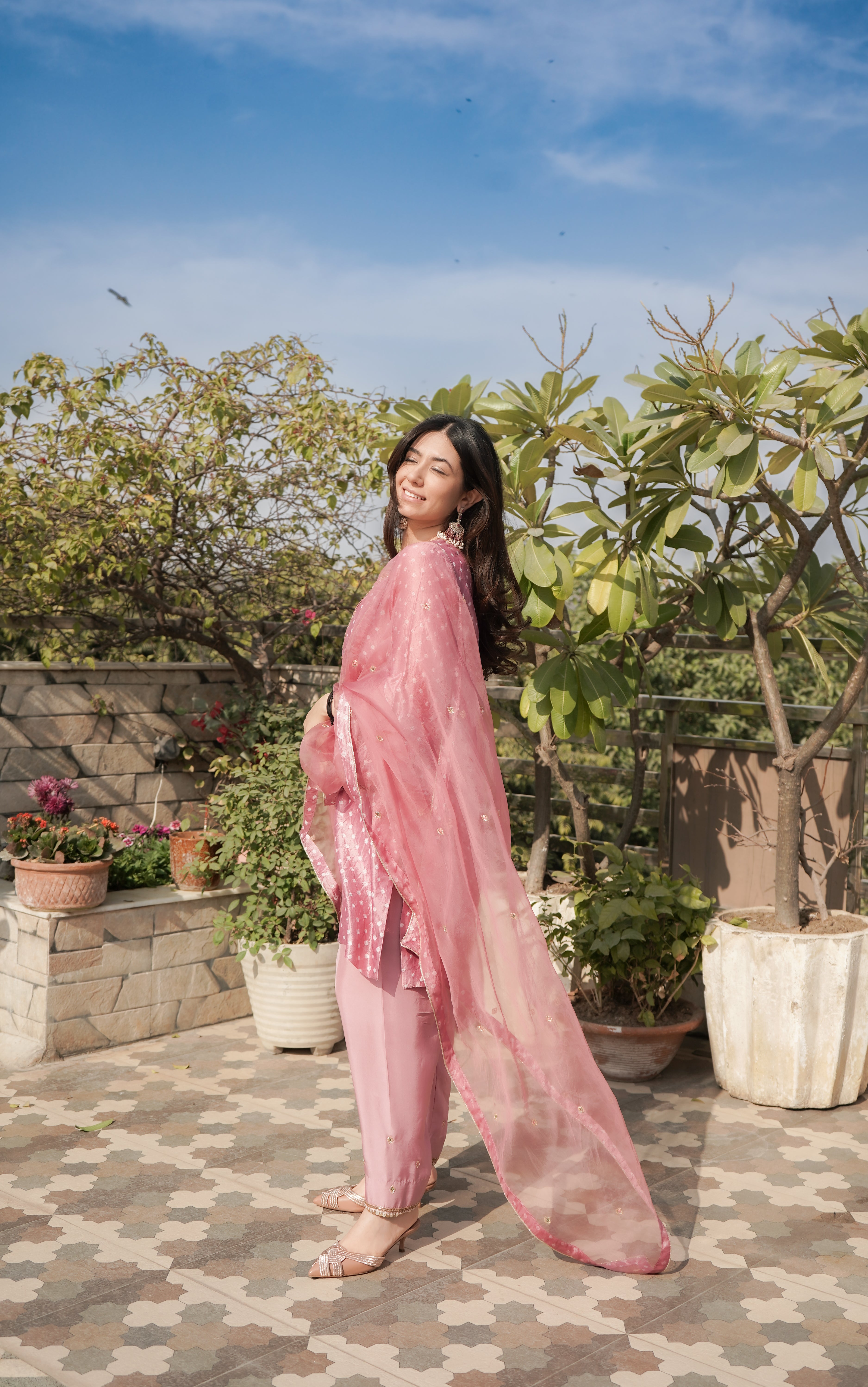 Blush Pink Bandhani Set