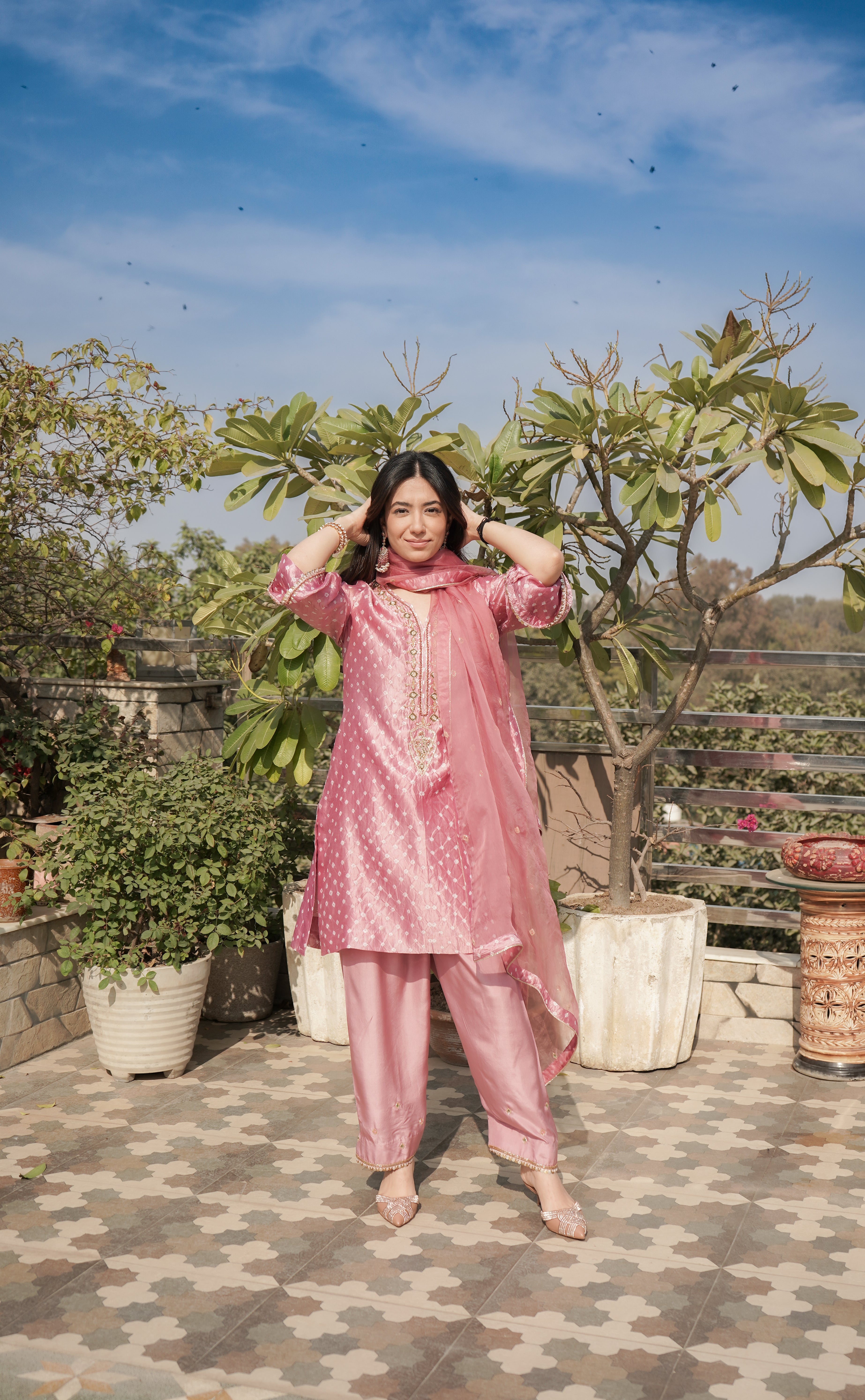 Blush Pink Bandhani Set