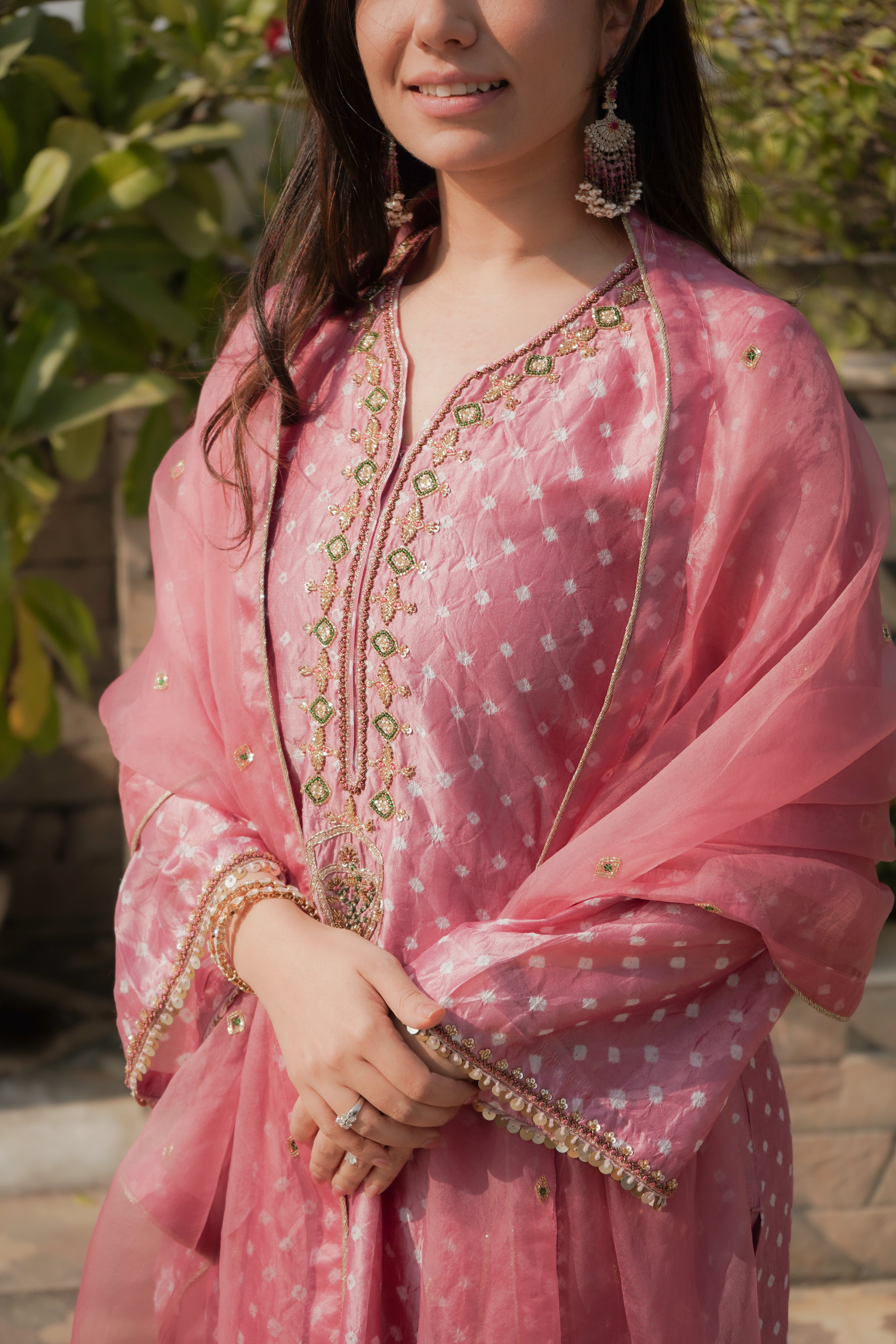 Blush Pink Bandhani Set