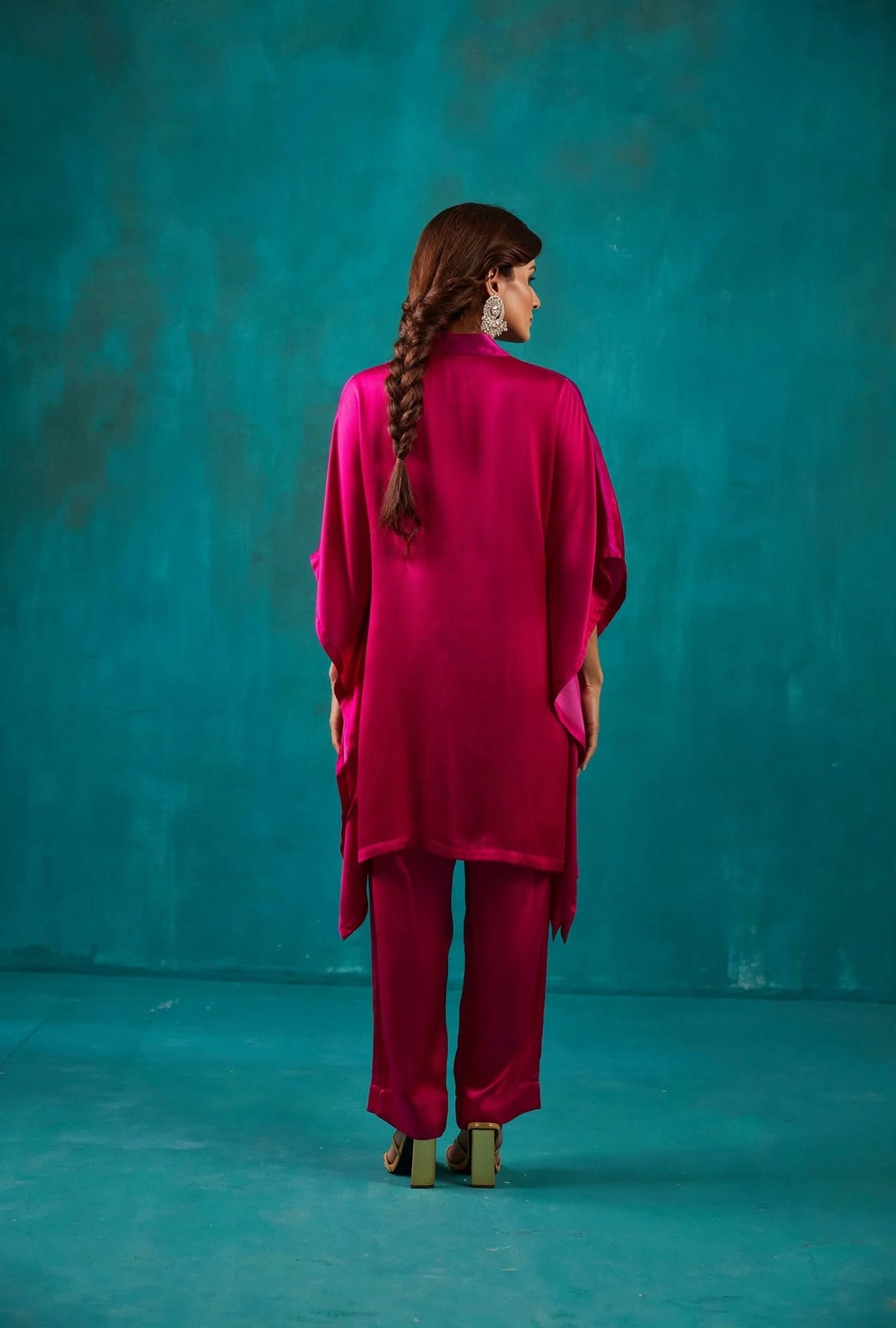 Fuchsia Shirt Kaftan Co-Ord Set
