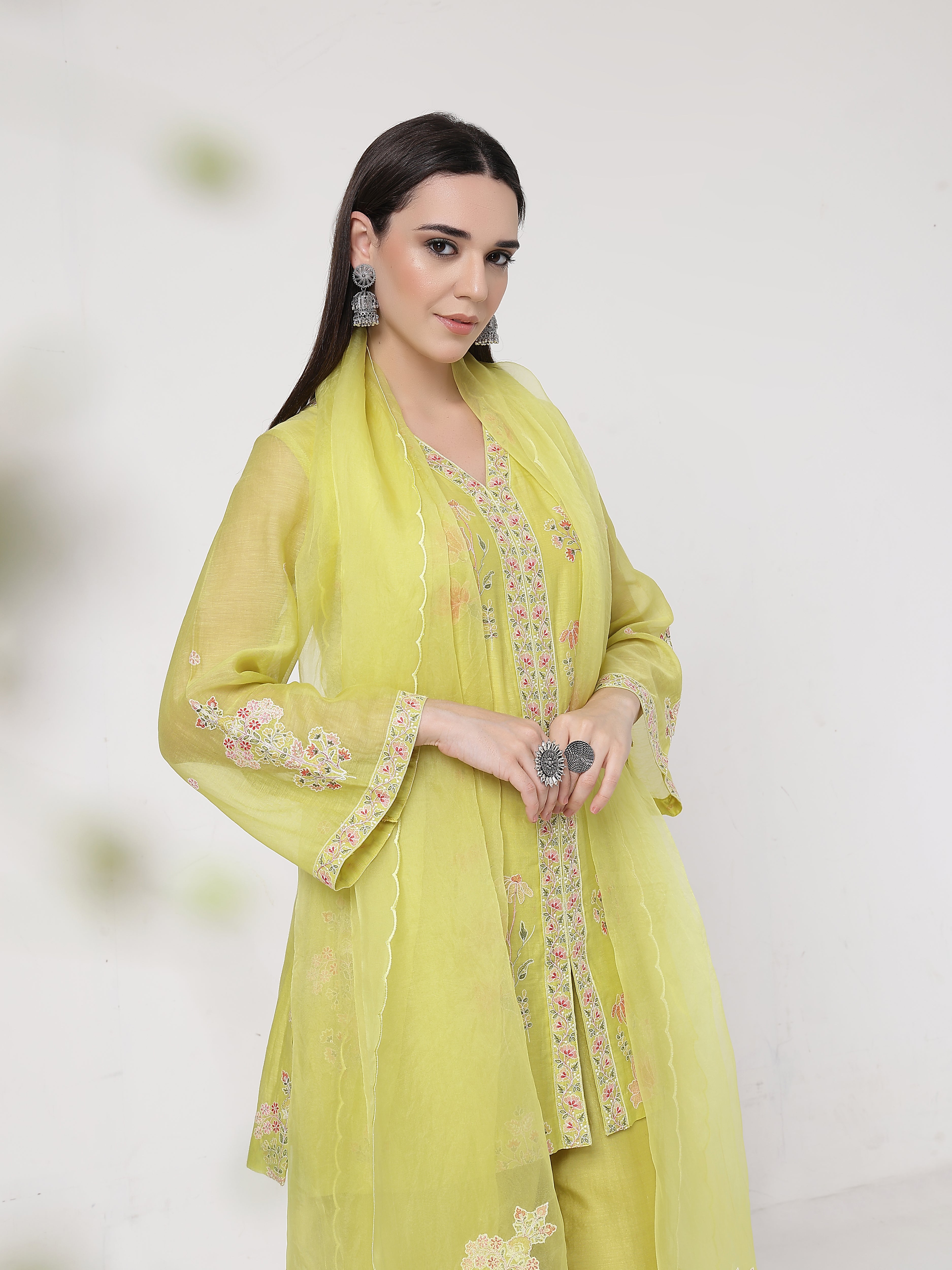 Lime Green A-line Suit Set