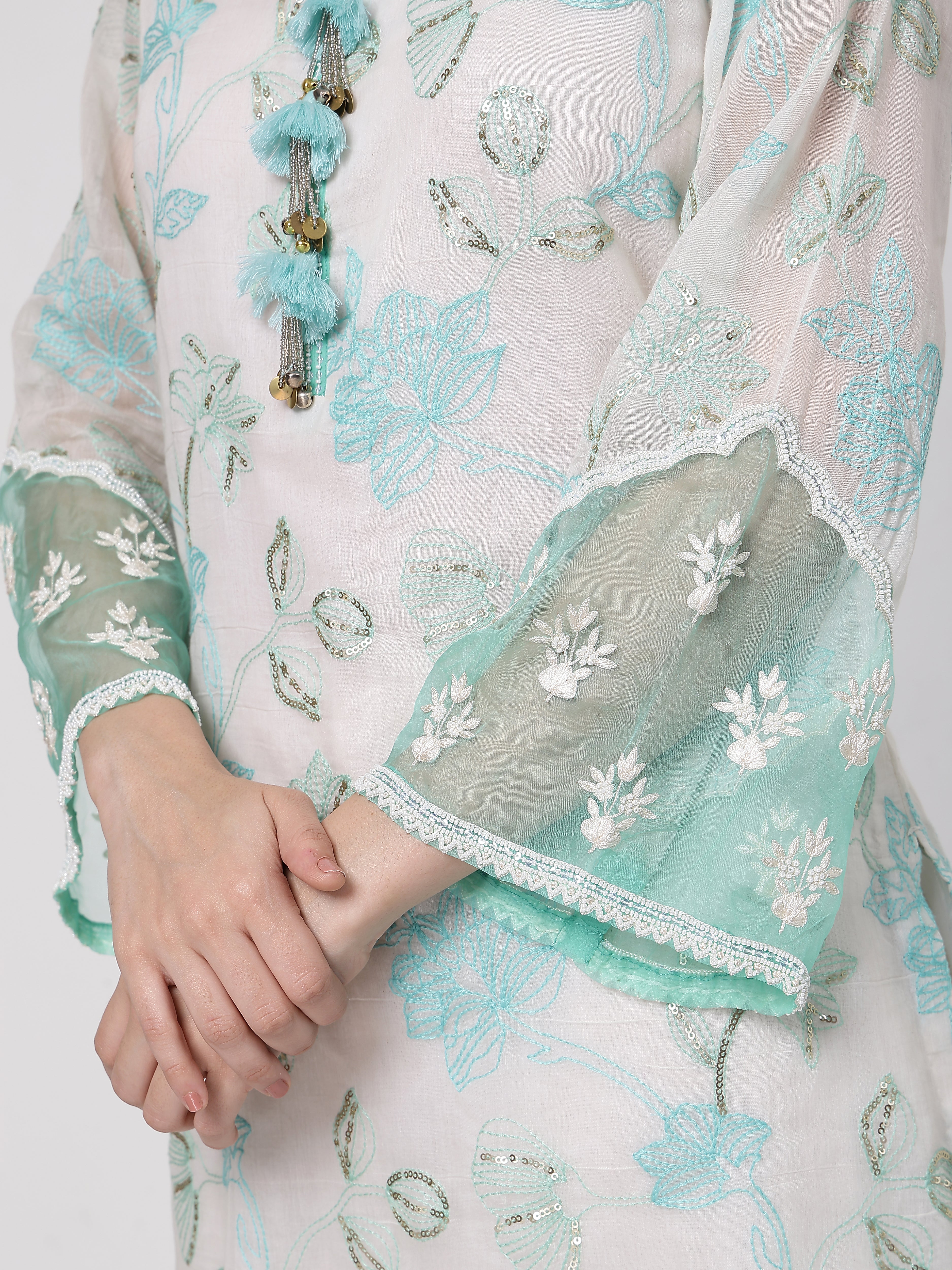 Mint Green Tassels Kurta Set