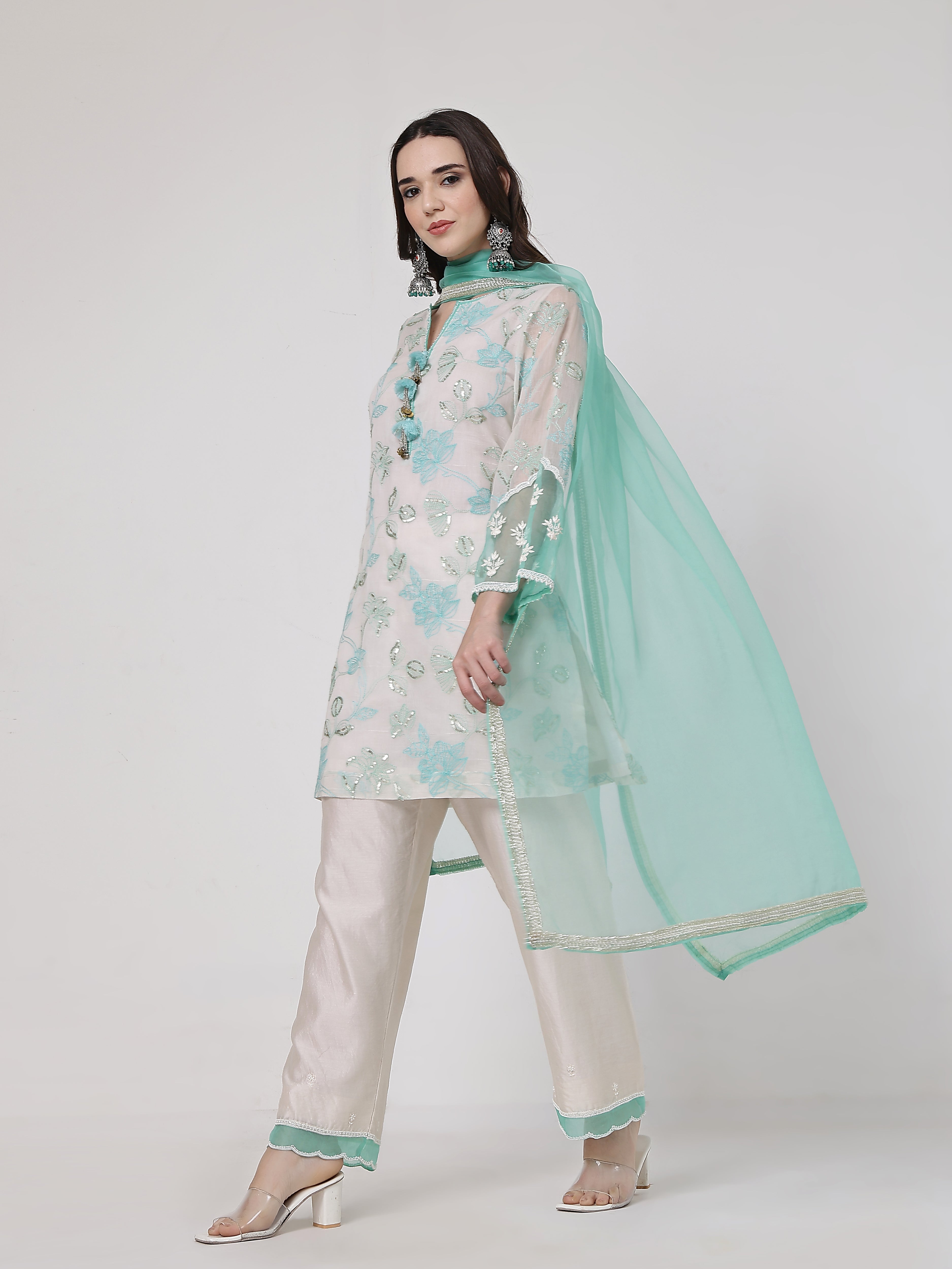 Mint Green Tassels Kurta Set