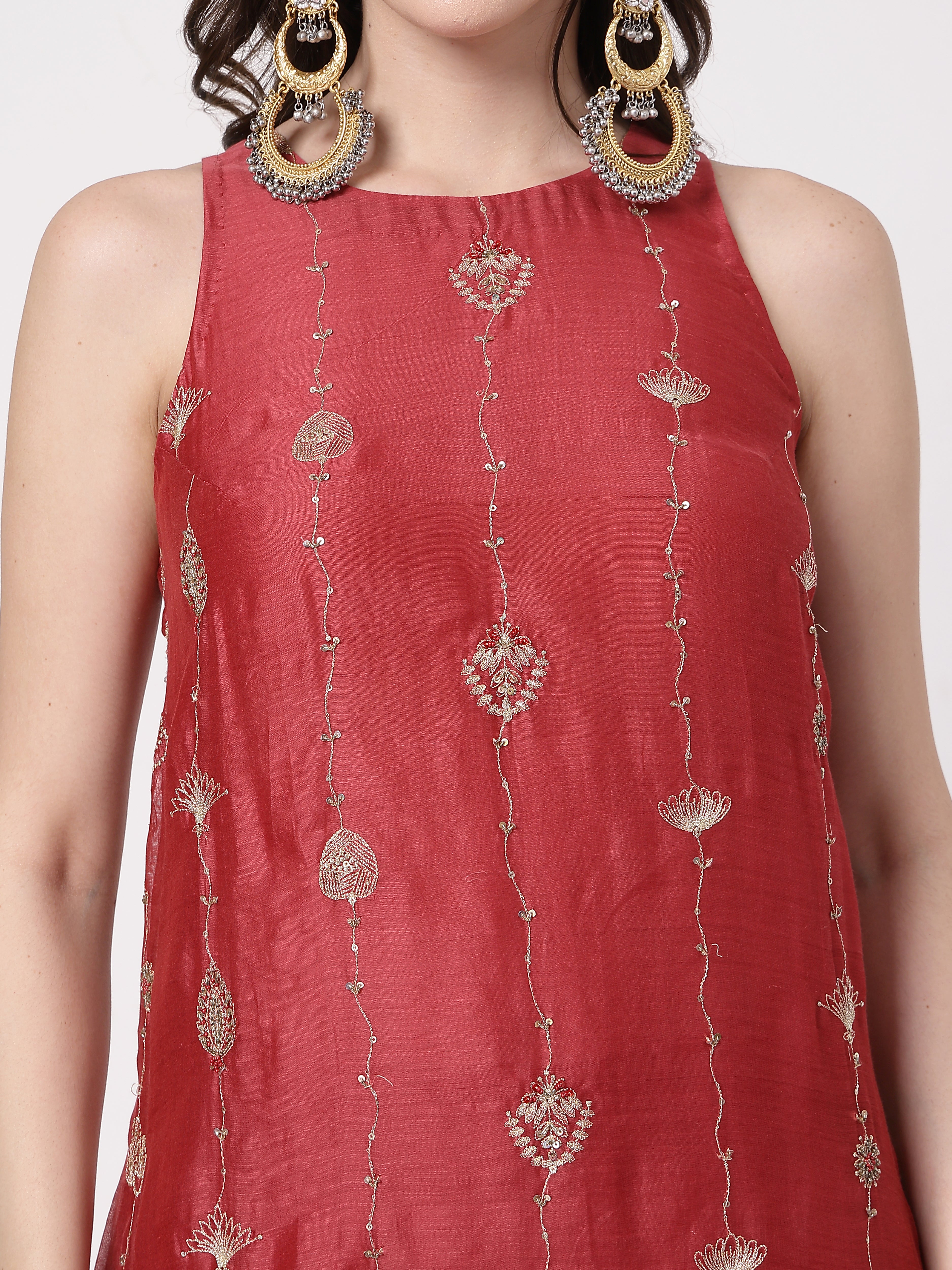 Maroon A-line Set