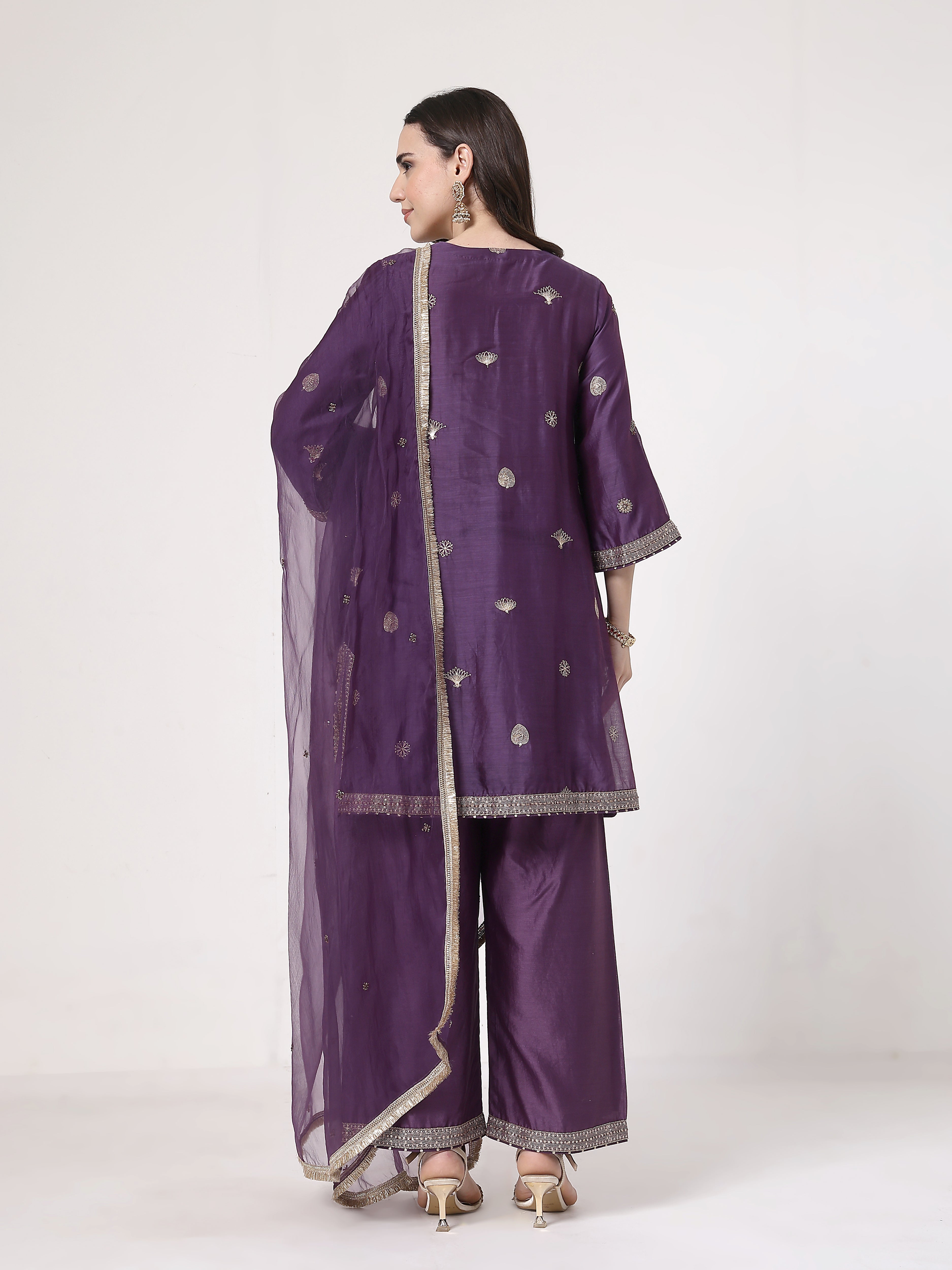 Violet Embroidered Suit Set