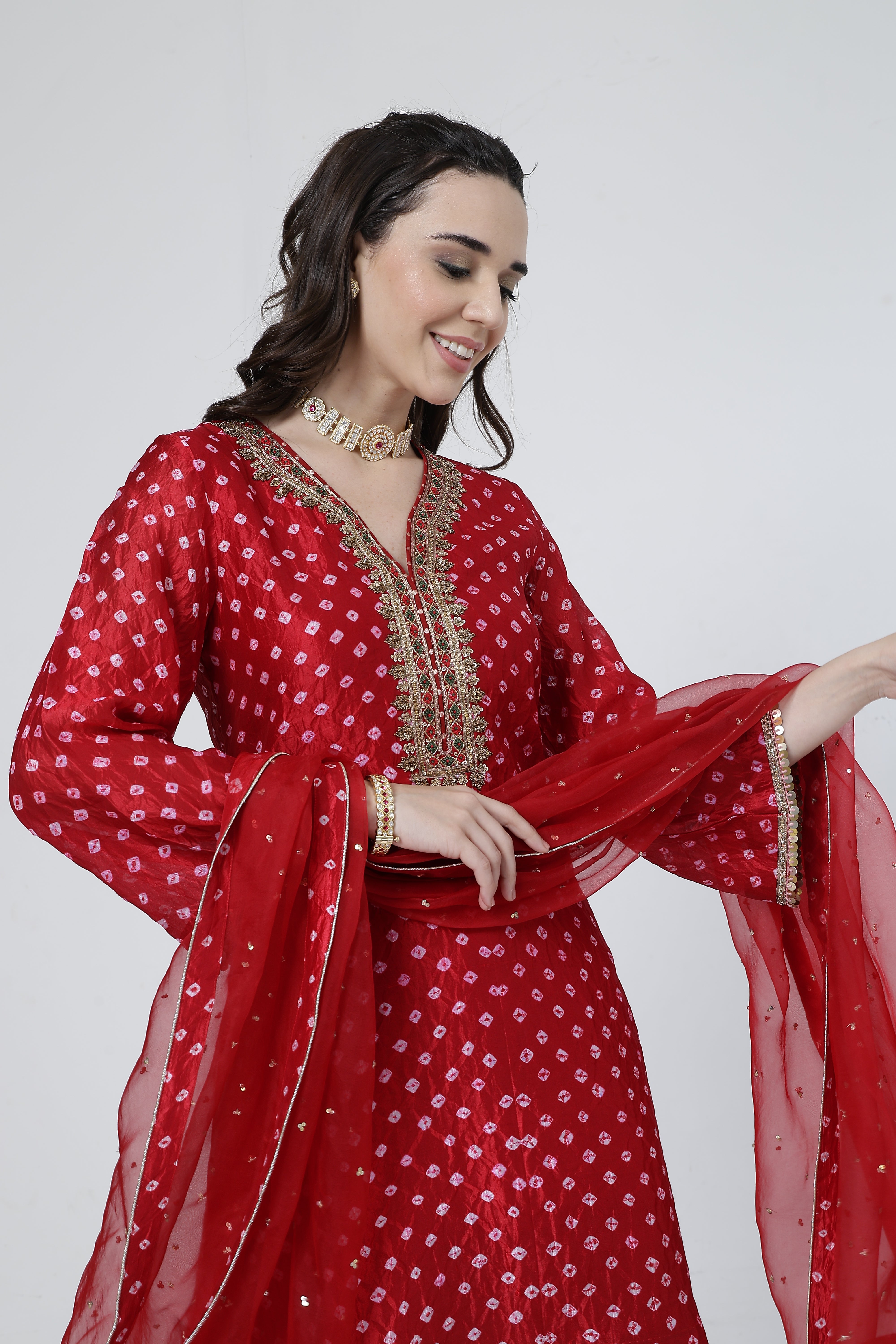Crimson Bandhani Salwar Set