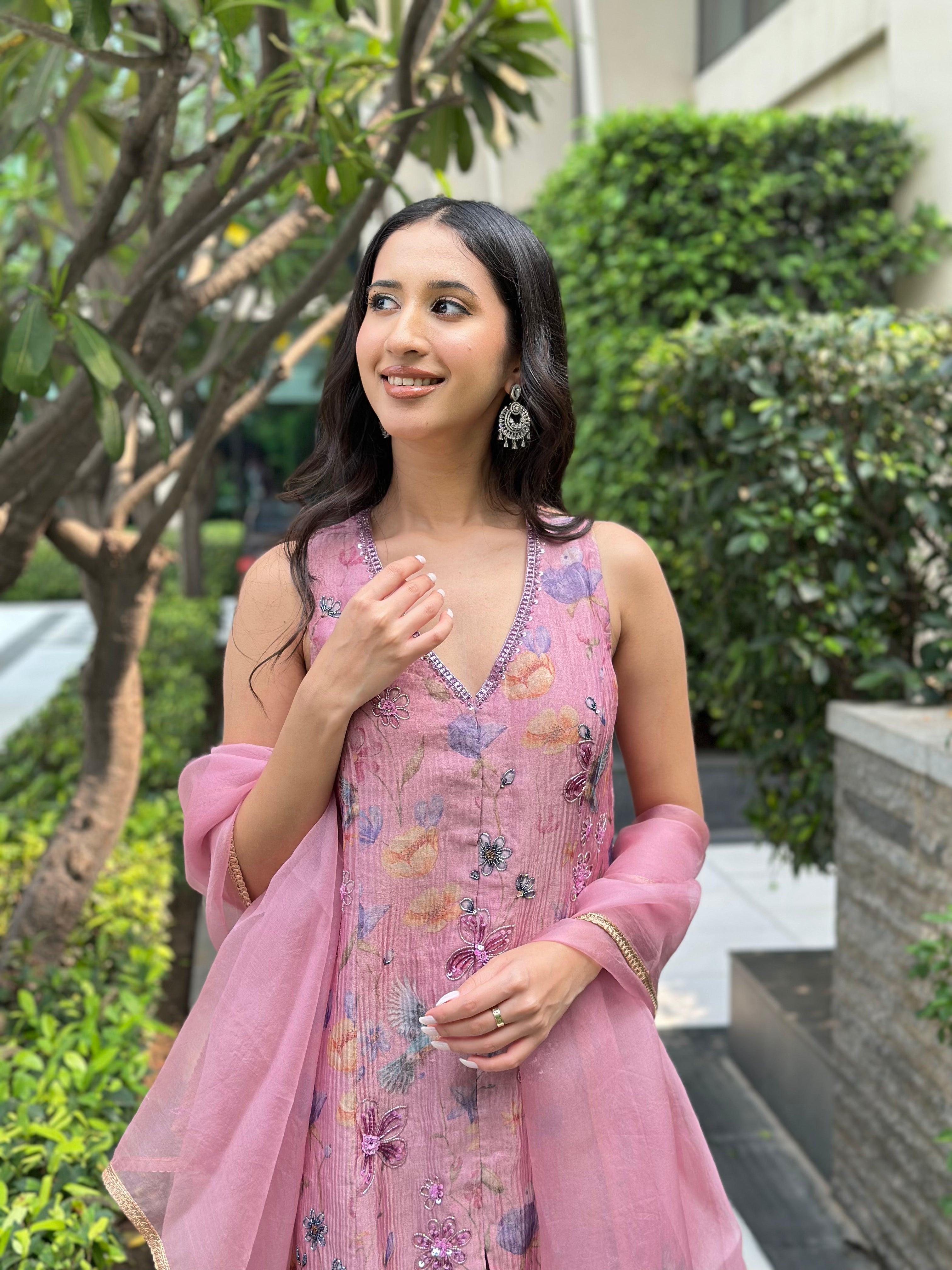 Mauve Crushed Salwar Set