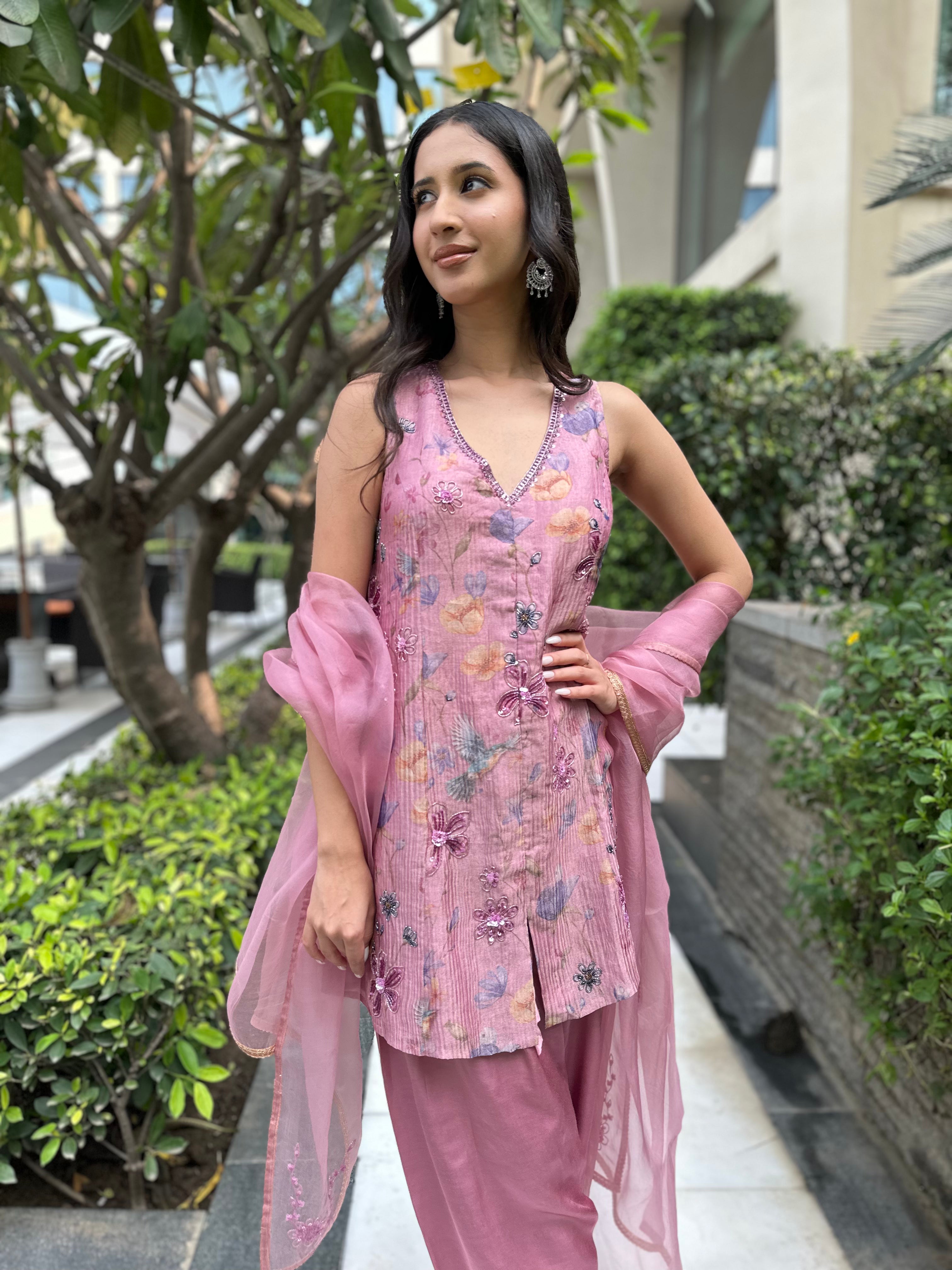 Mauve Crushed Salwar Set