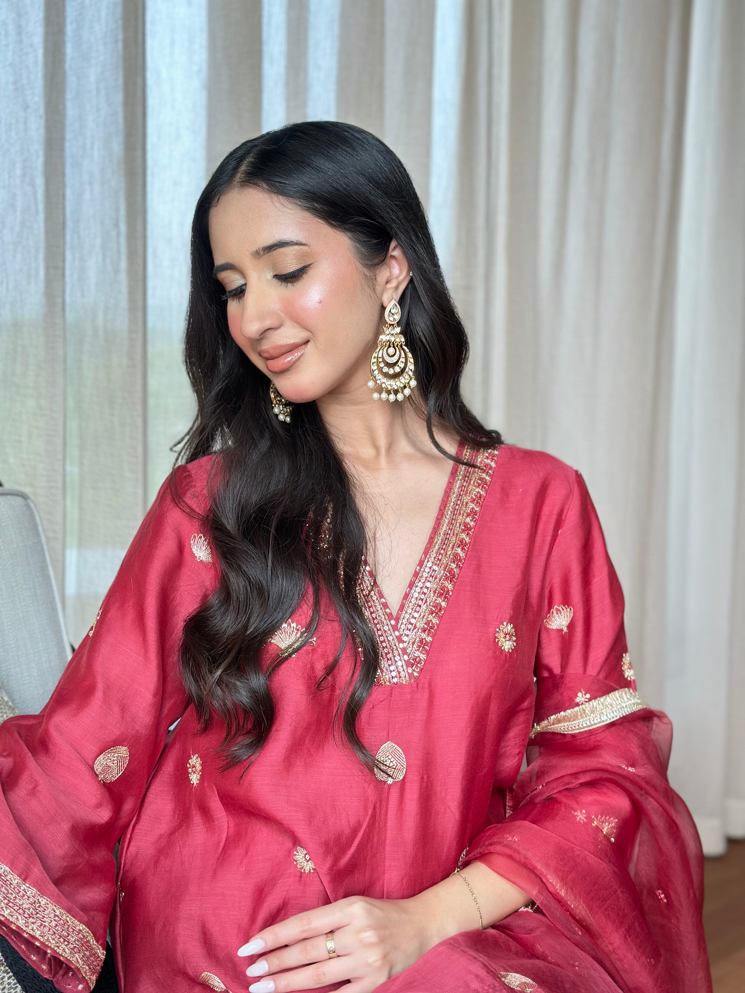 Maroon Embroidered Suit Set