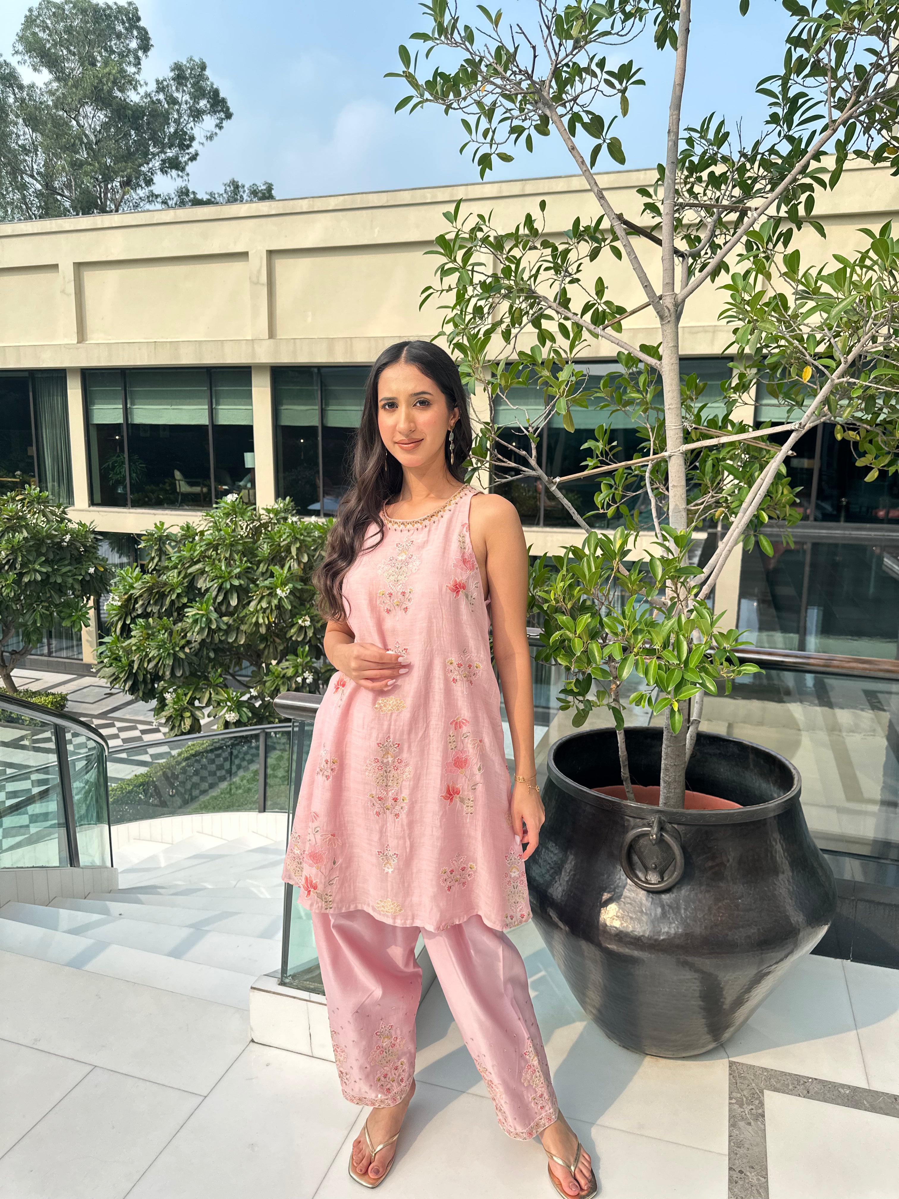 Pearl Pink A-line Salwar Set