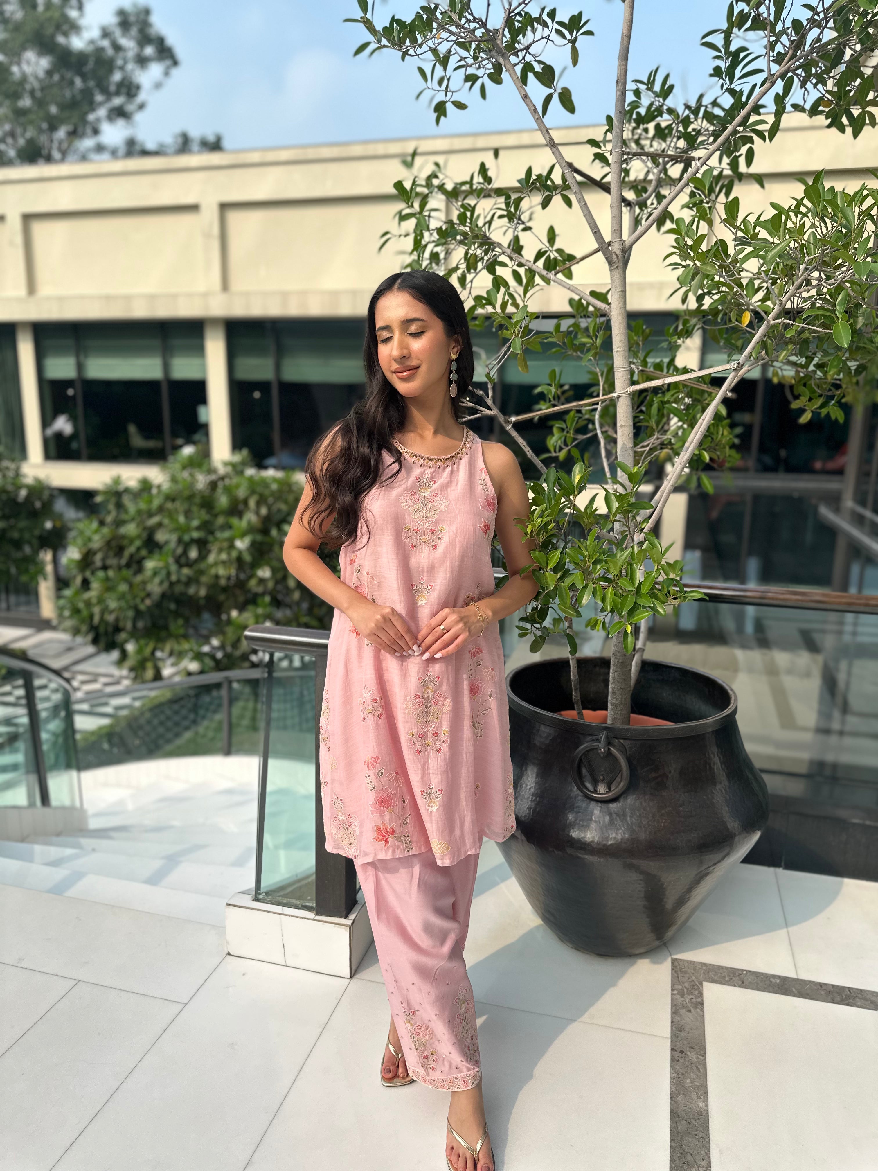 Pearl Pink A-line Salwar Set