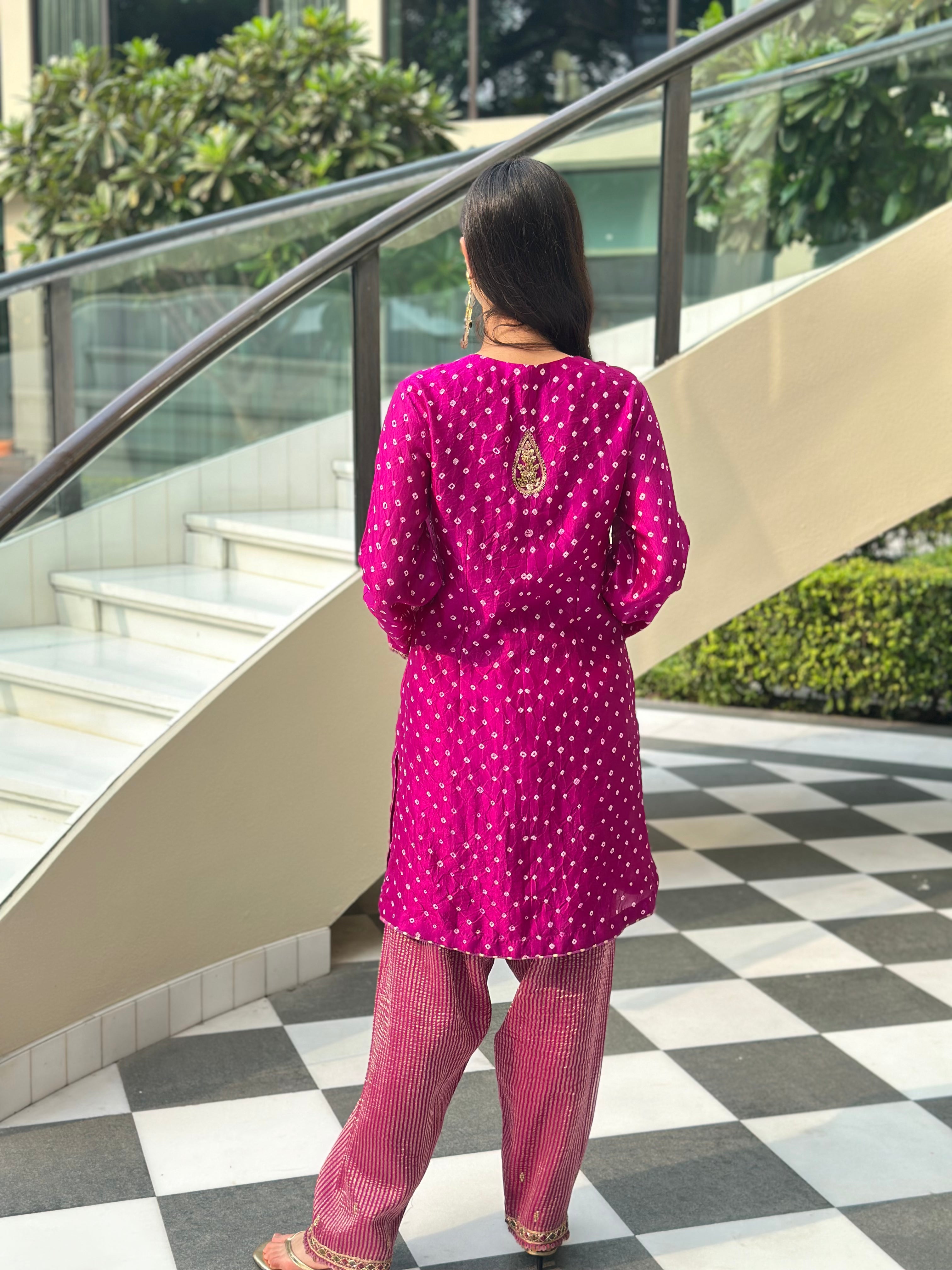 Violet Bandhani Salwar Set