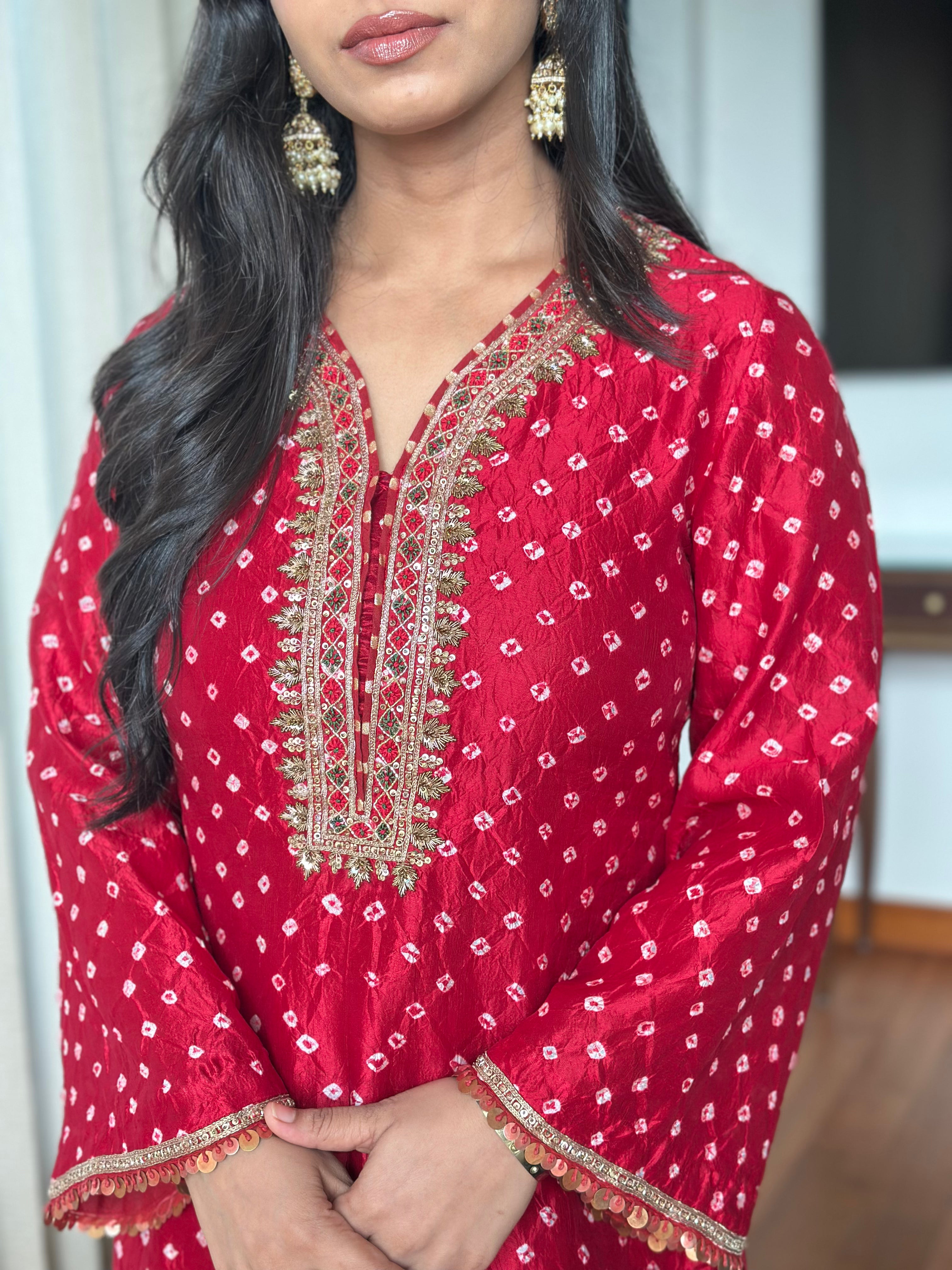 Crimson Bandhani Salwar Set