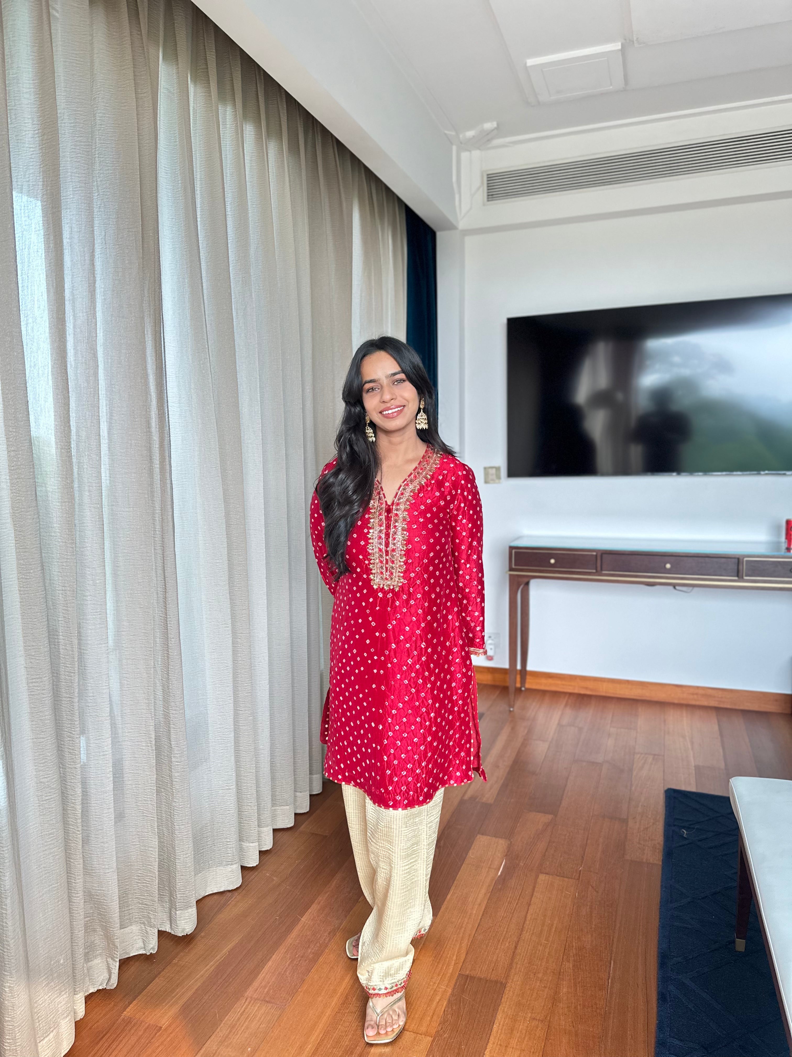 Crimson Bandhani Salwar Set