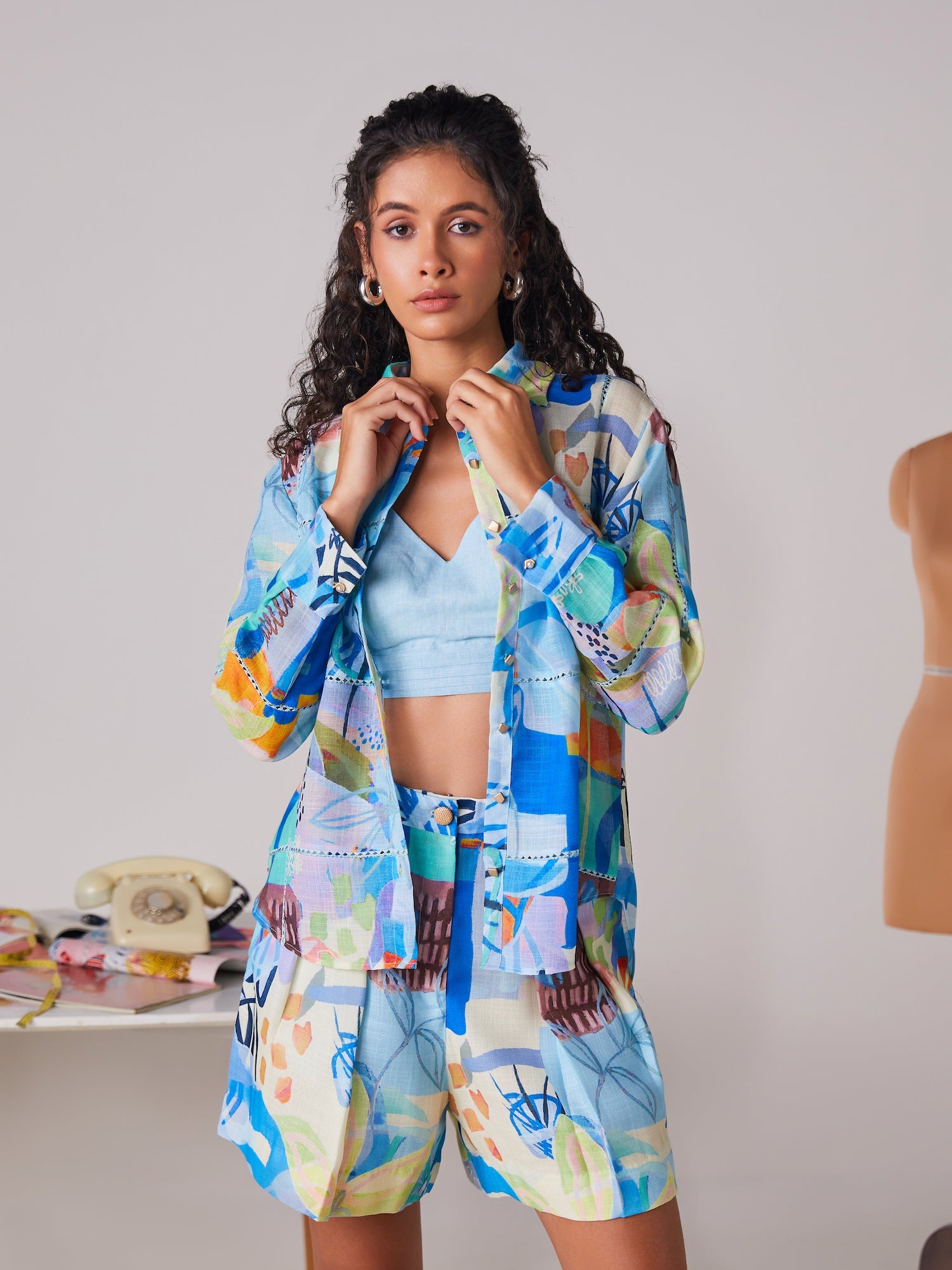 Cobalt Abstract Print Co-ord Set