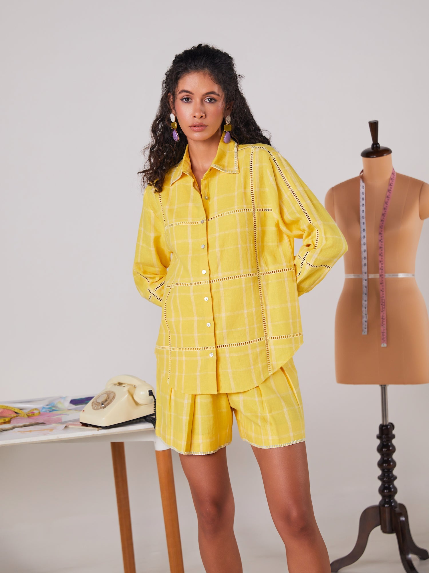 Pineapple Checkered Shirt and Shorts Set