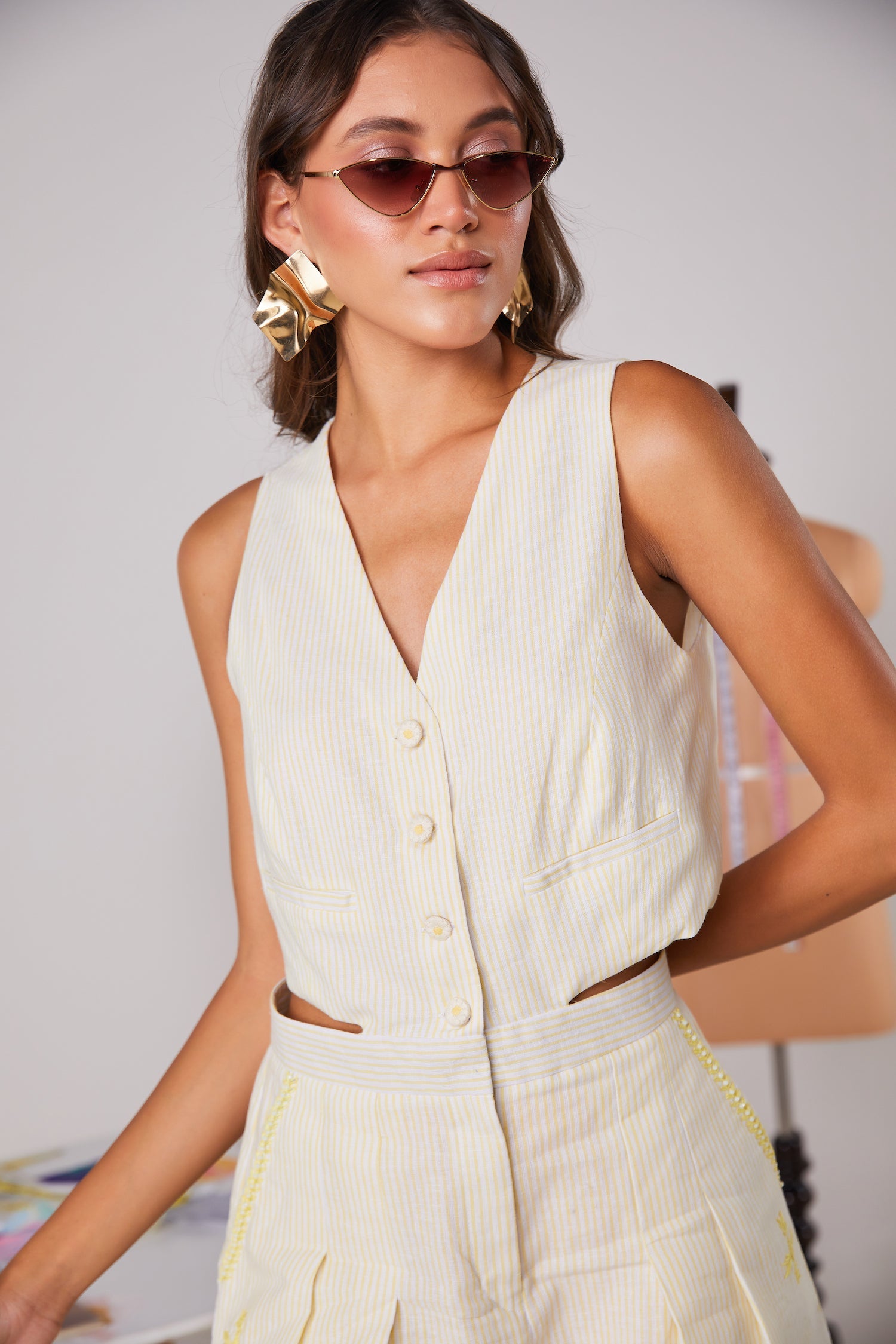 Lemon Pinstripe Playsuit