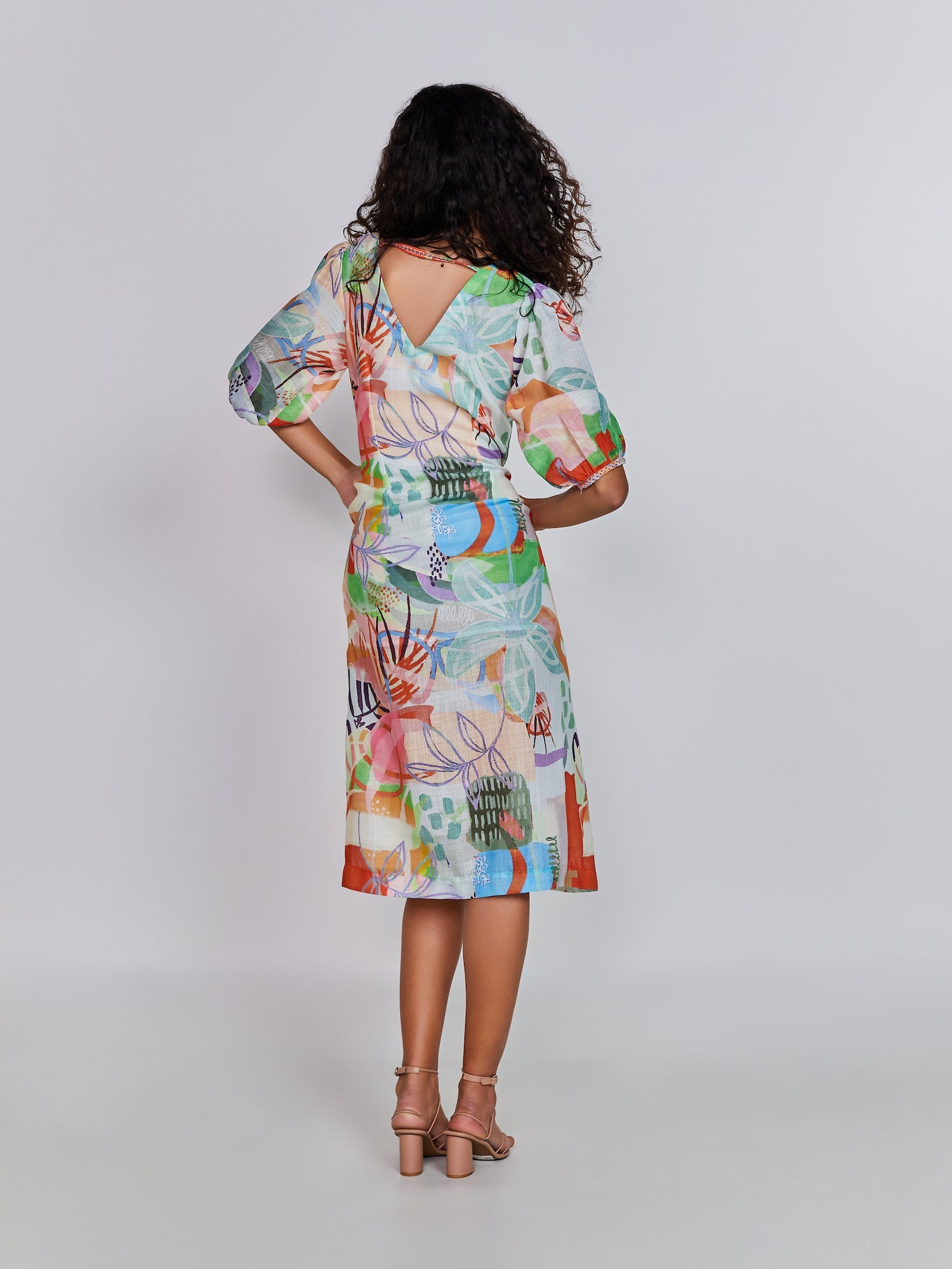 Tangarine Abstract midi dress