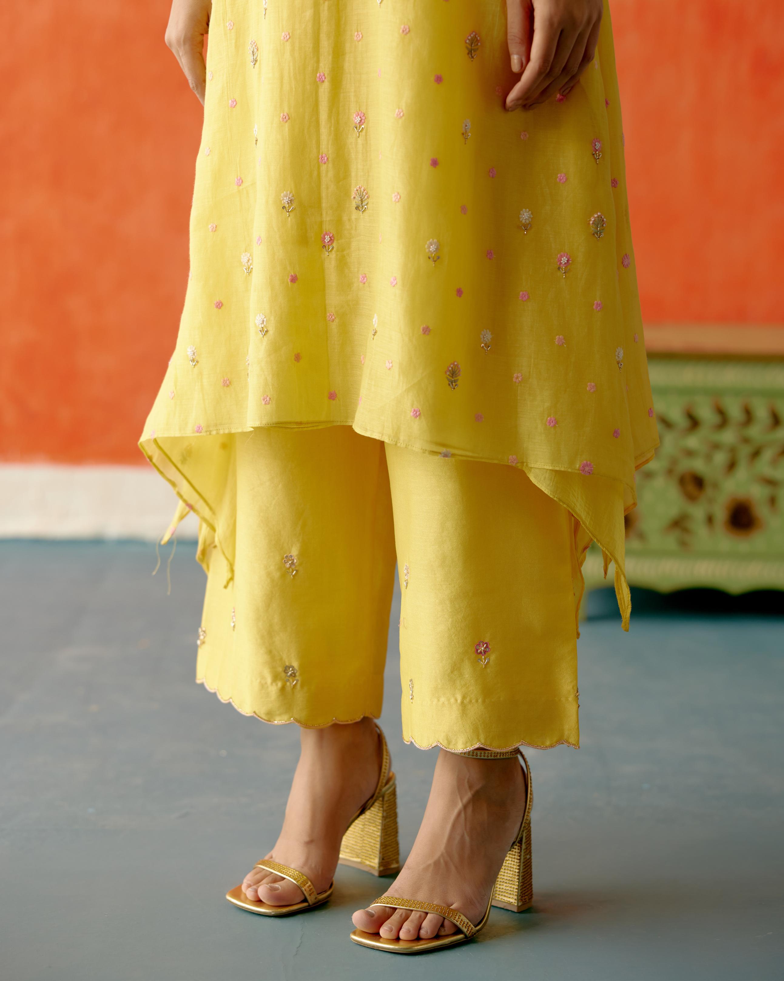 Kesari Frill Long Kurta Set