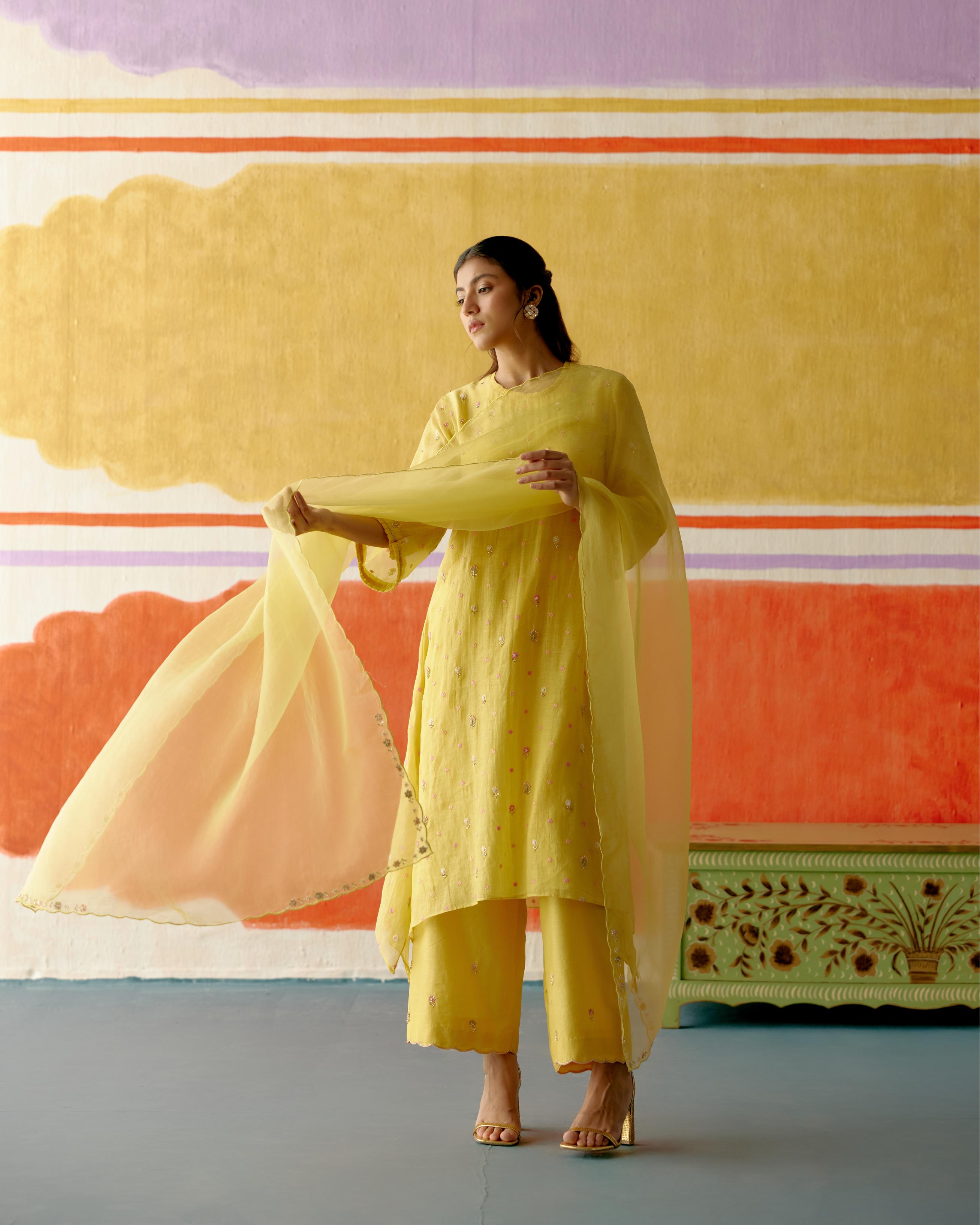 Kesari Frill Long Kurta Set