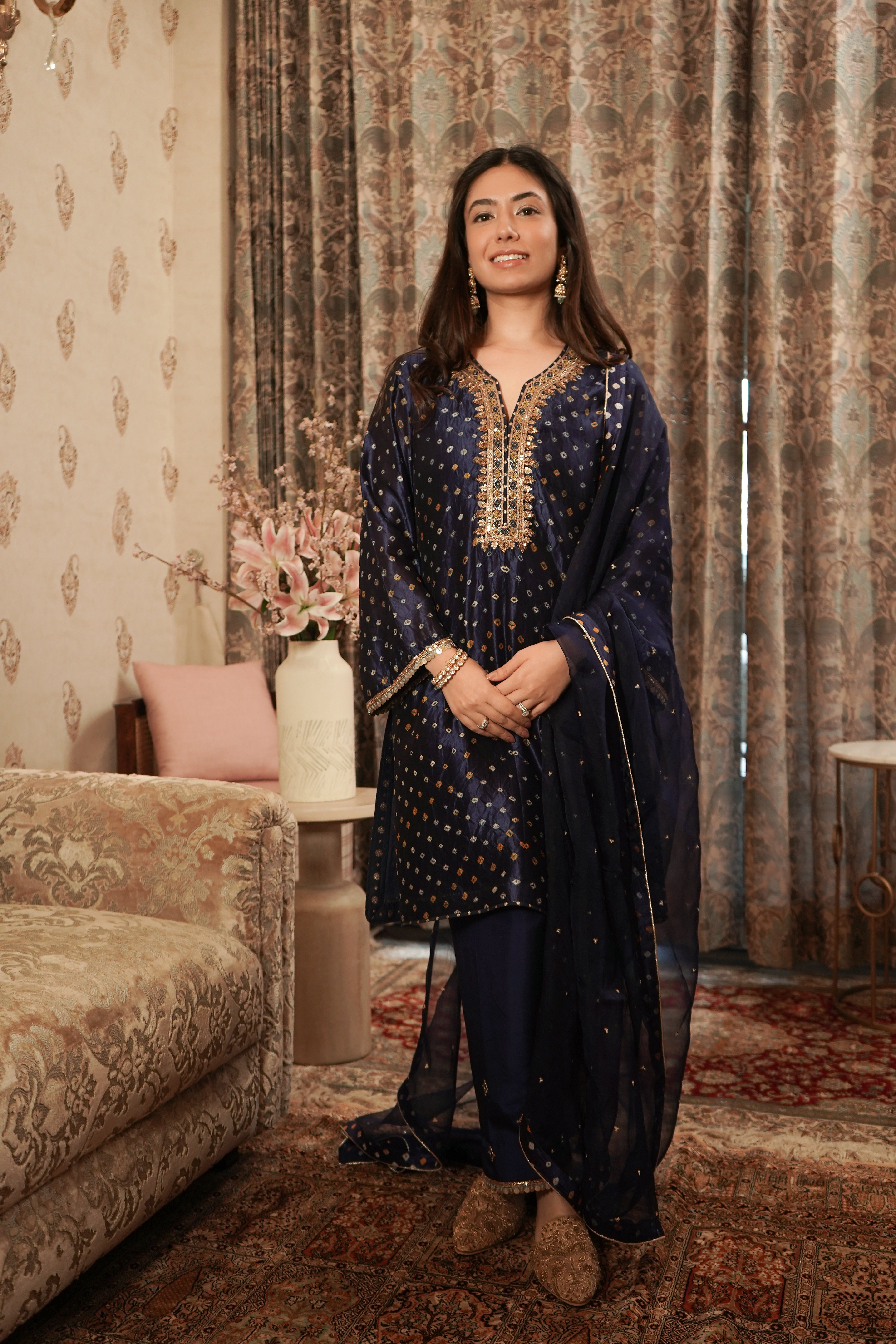 Midnight Blue Bandhani Salwar Set