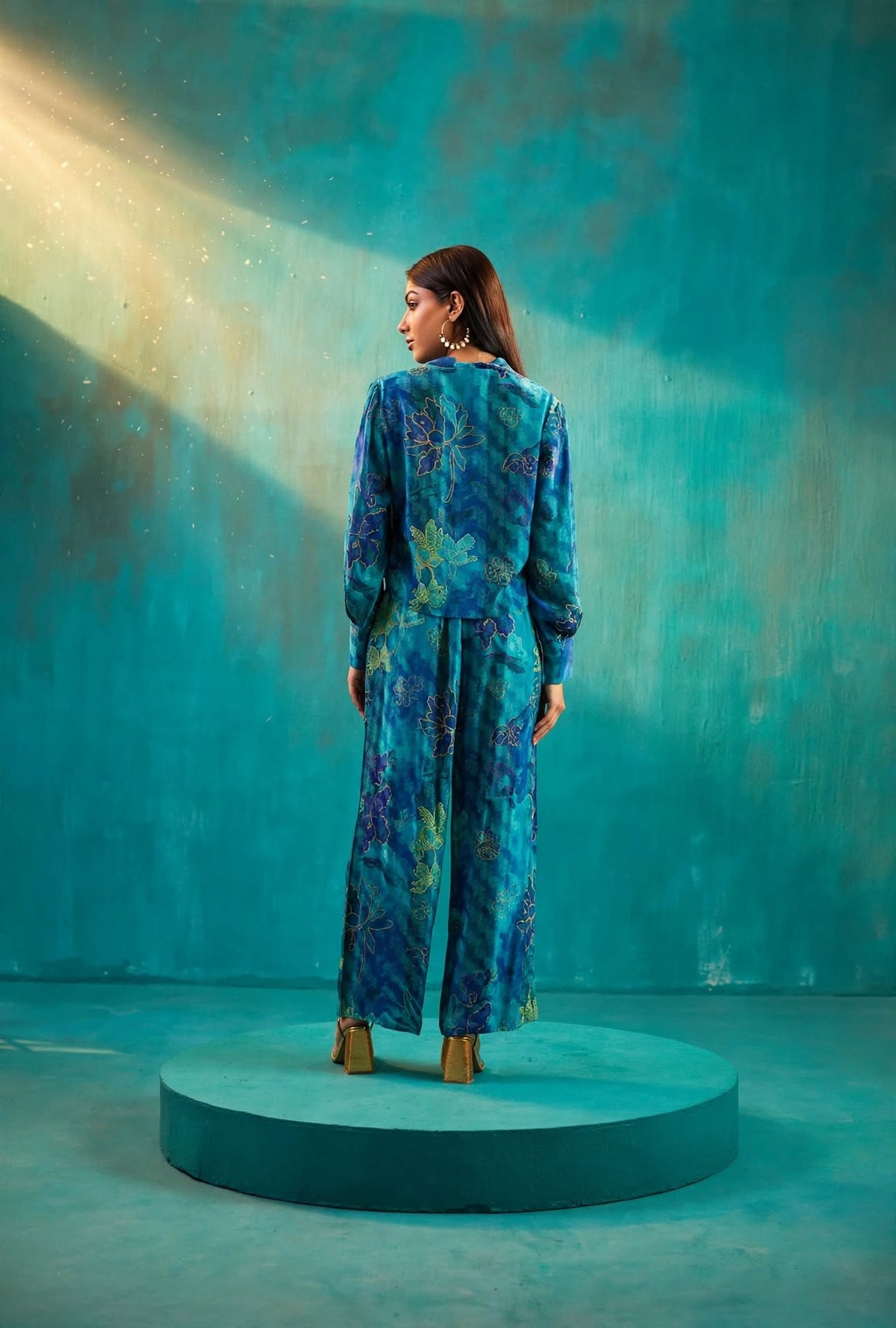 Teal Blue Printed Co-Ord Set