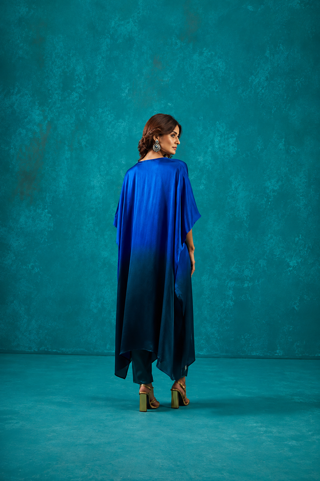 Teal Green Ombré Kaftan Co-Ord Set