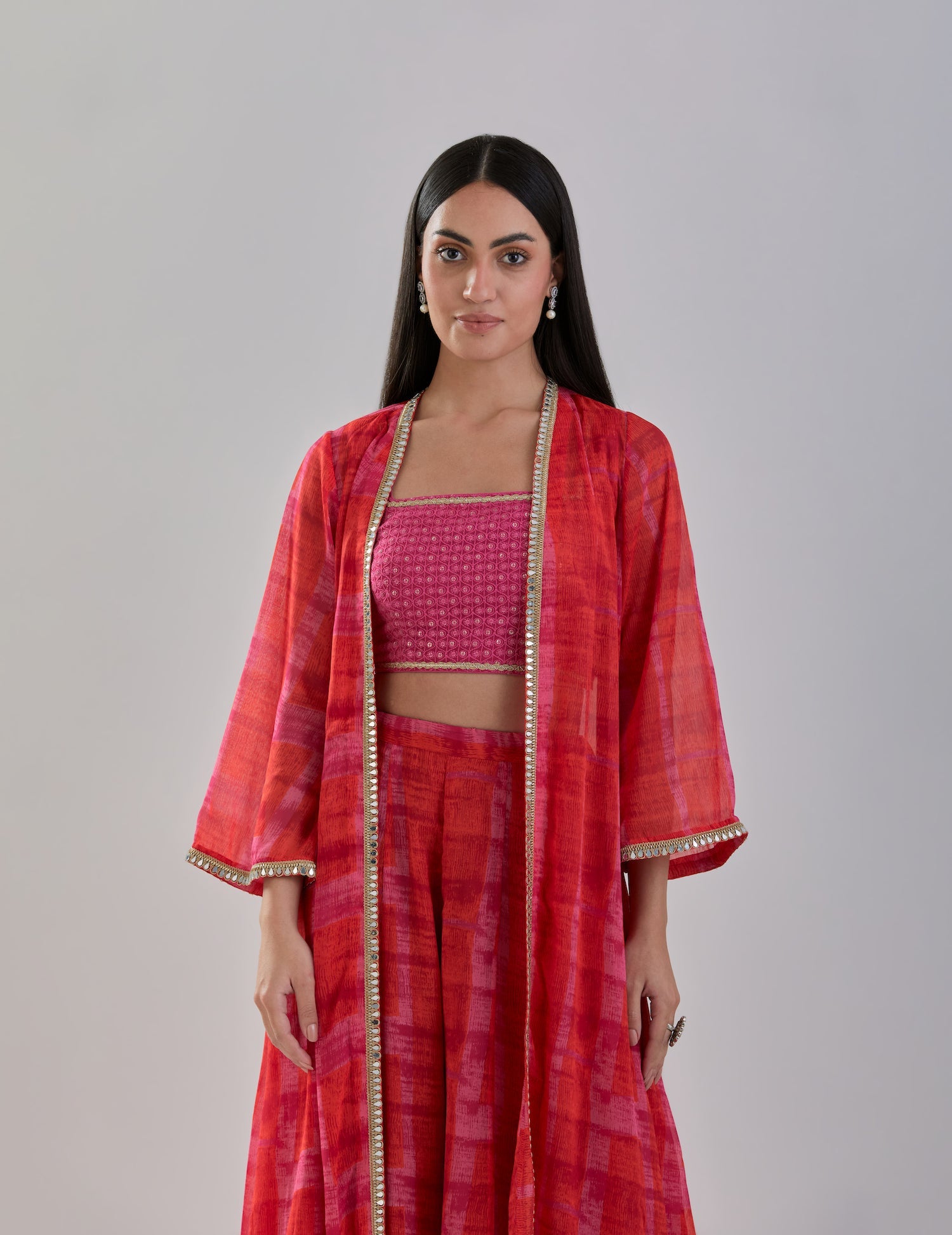 Gerua Georgette Sharara Set With Cape