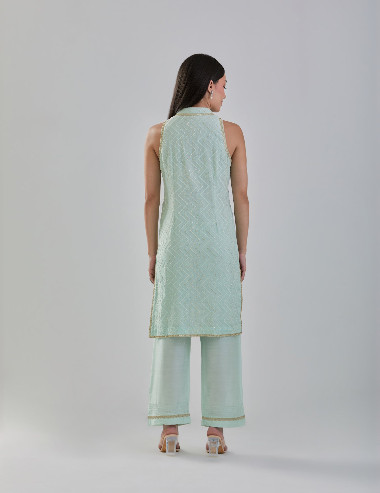 Mint Chanderi Suit Set