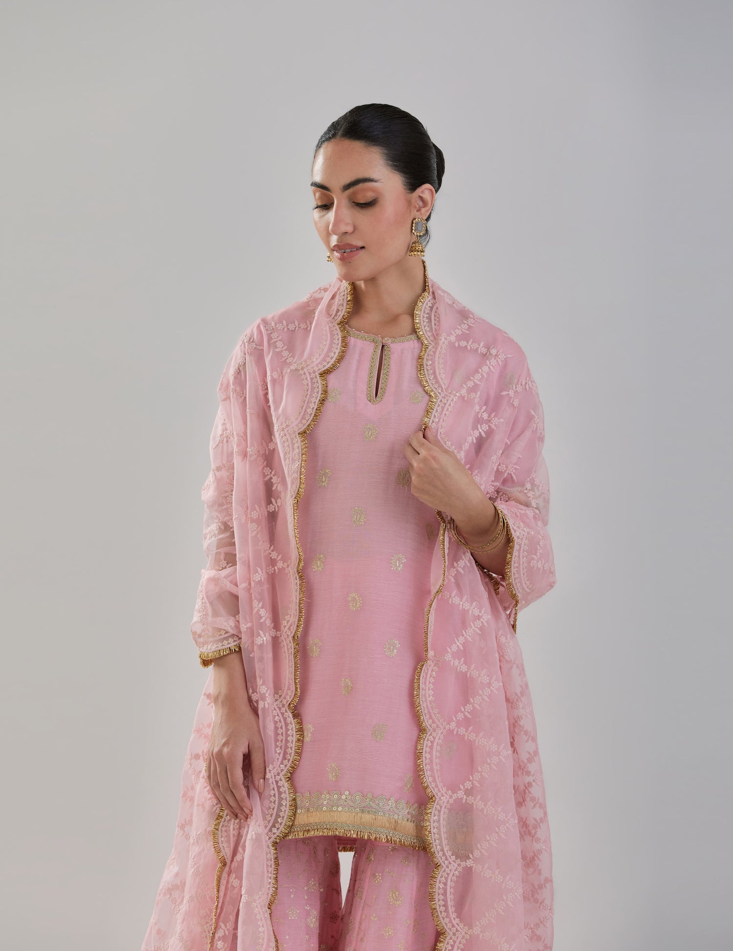 Rose Quartz Chanderi Sharara Set