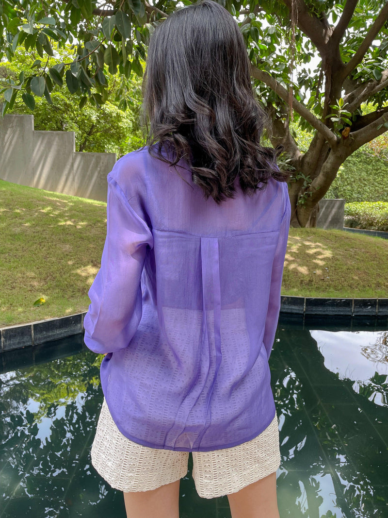 Lavender Organza Shirt - Back Look