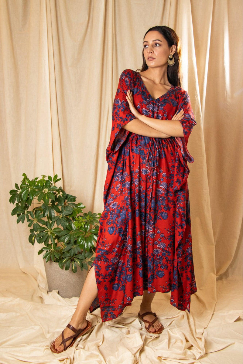 Rubia Floral Kaftan Dress by ShopKapaas