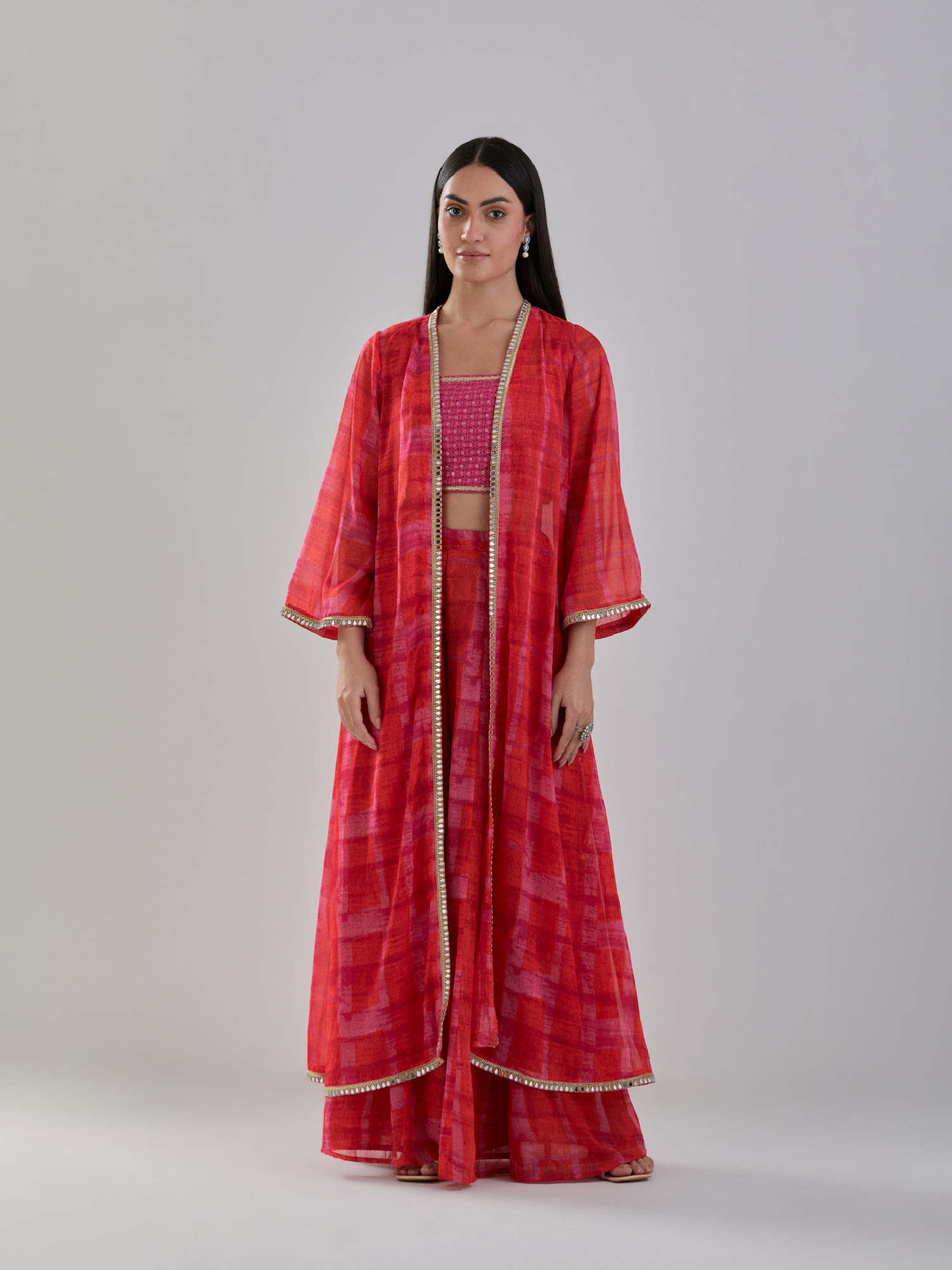 Gerua Georgette Sharara Set With Cape